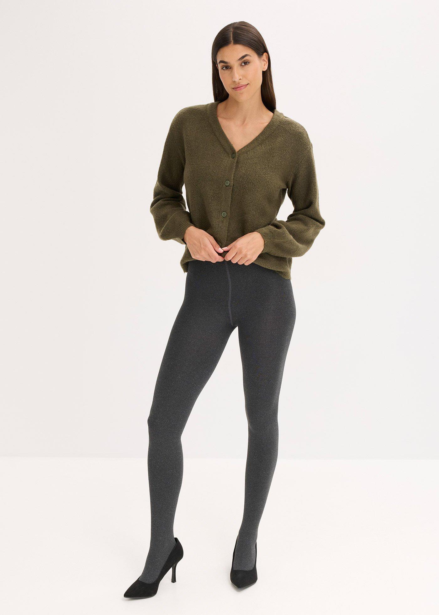 Rajstopy ocieplane ze spodnią stroną z polaru 140den - Bonprix