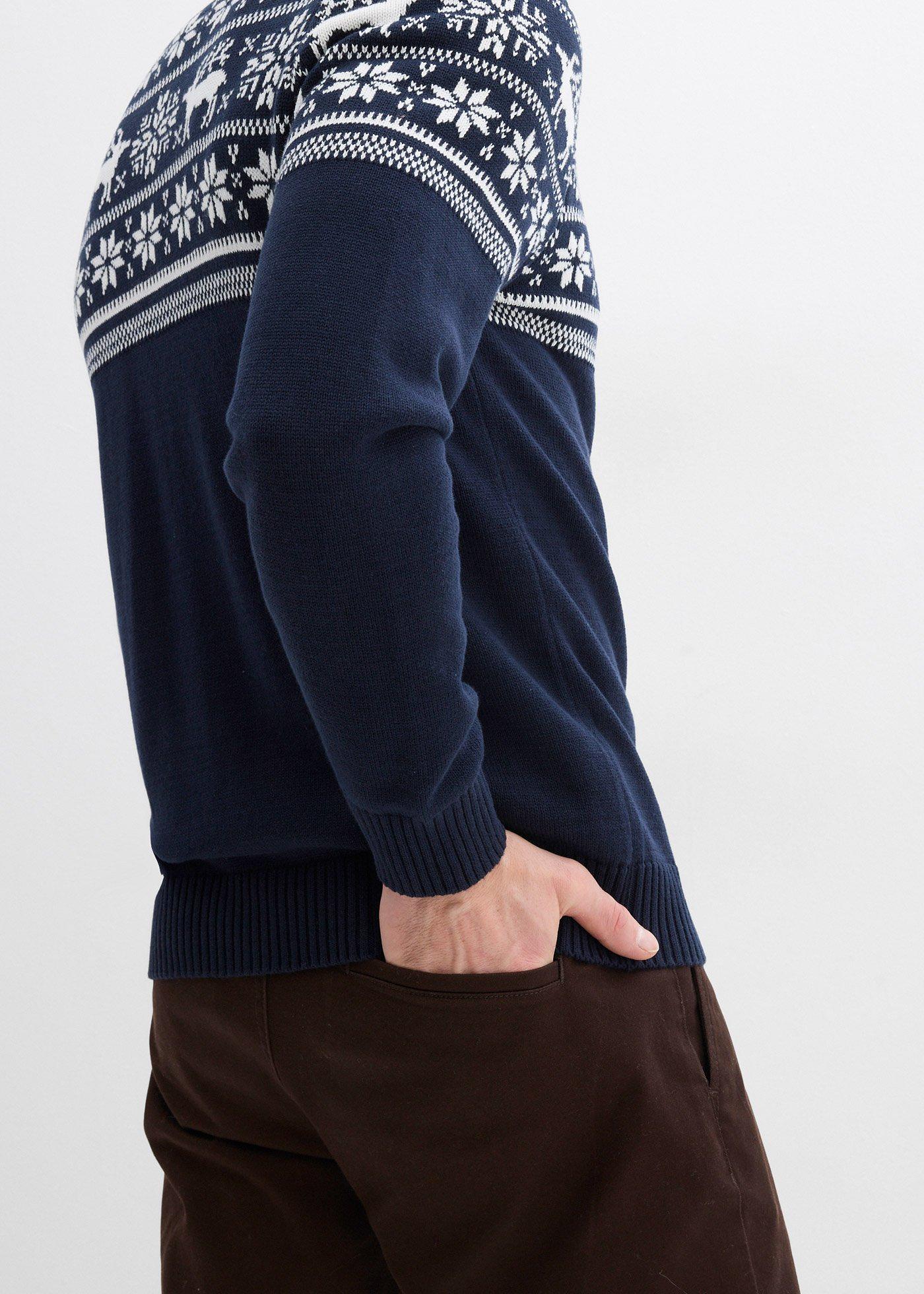 Sweter norweski rozpinany z przyjemnej dla skóry czystej bawełny - Bonprix