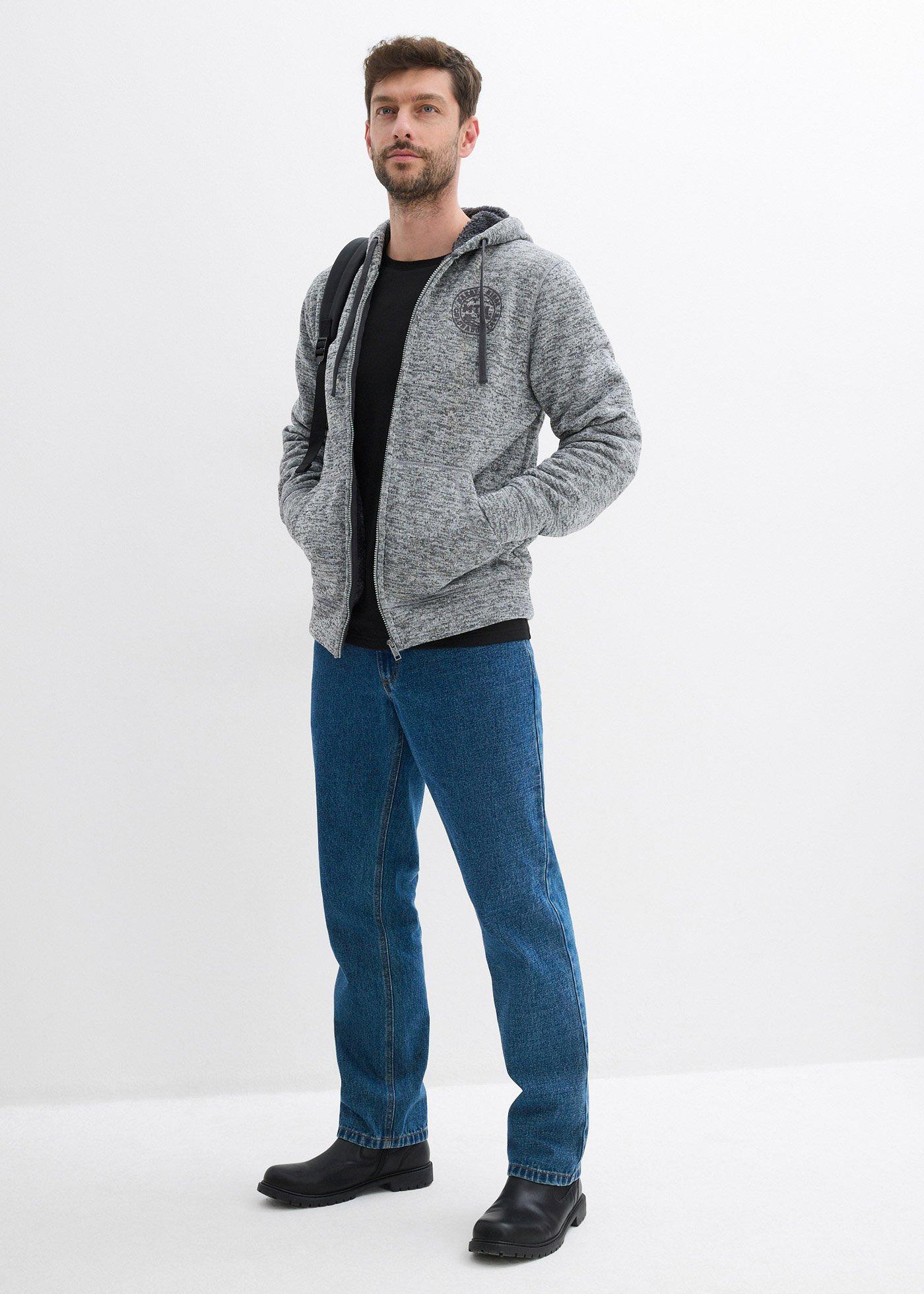 Bluza rozpinana z kapturem, na podszewce z polaru baranka - Bonprix