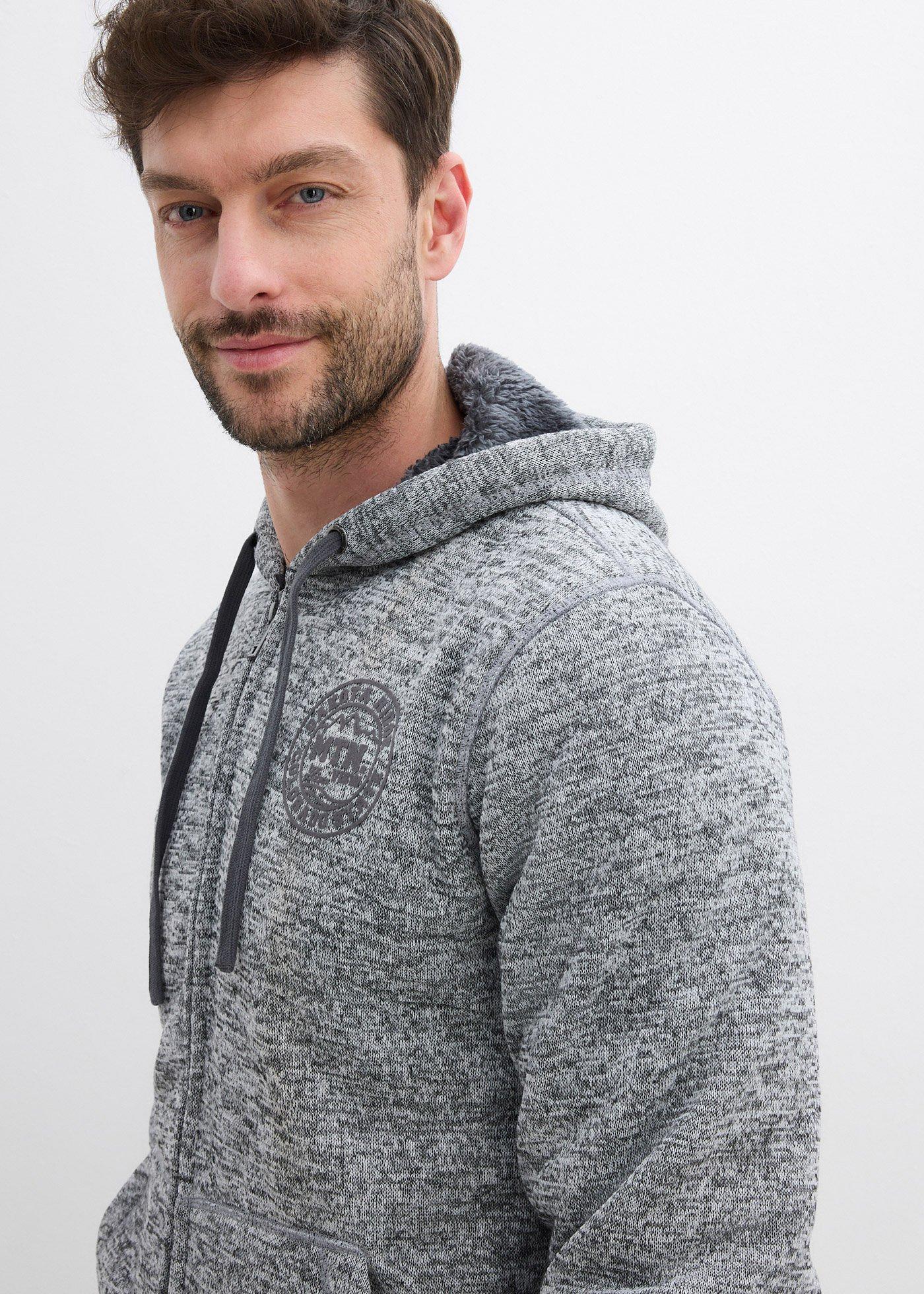 Bluza rozpinana z kapturem, na podszewce z polaru baranka - Bonprix