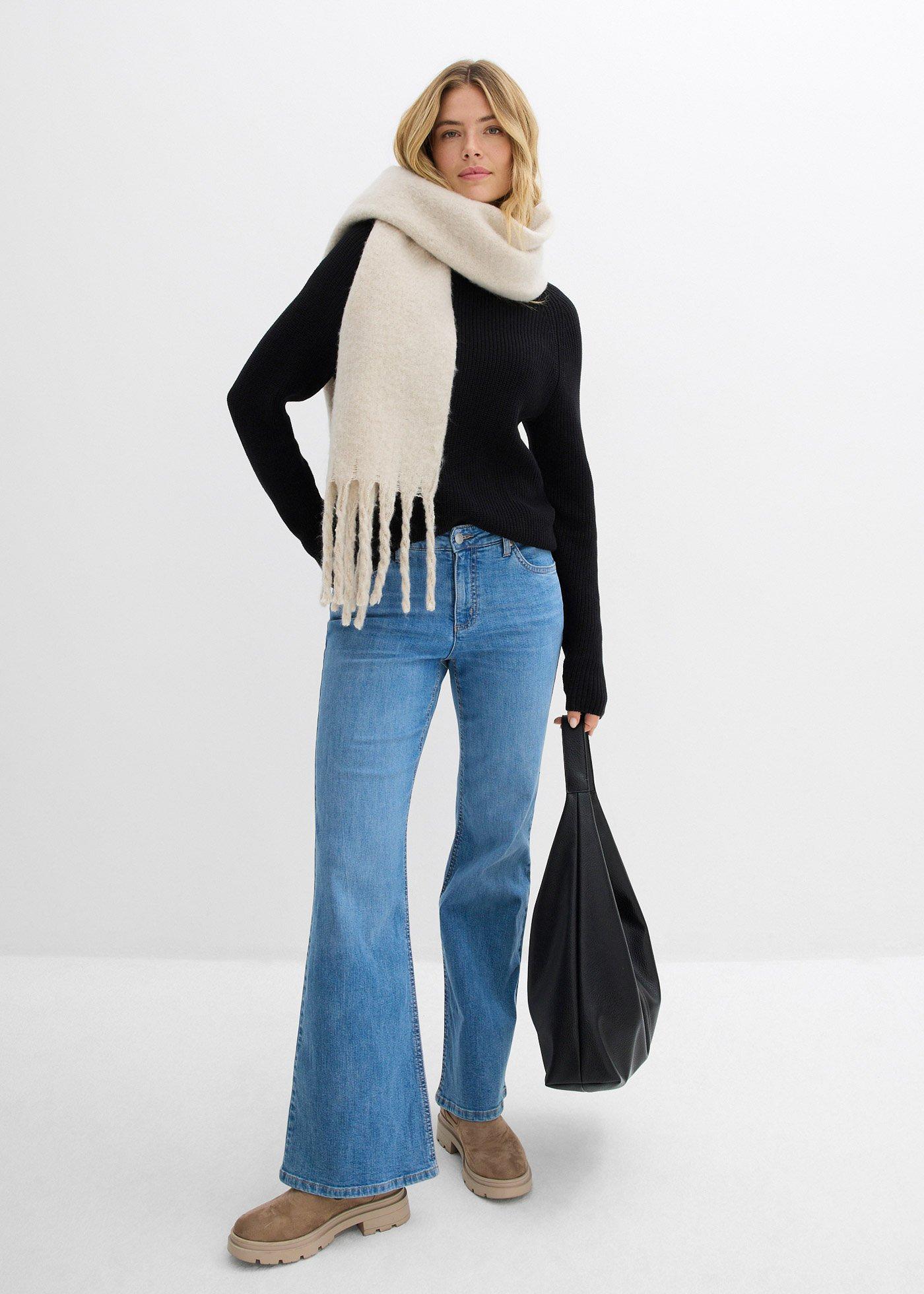 Sweter z prążkowanej dzianiny z czystej bawełny organicznej - Bonprix