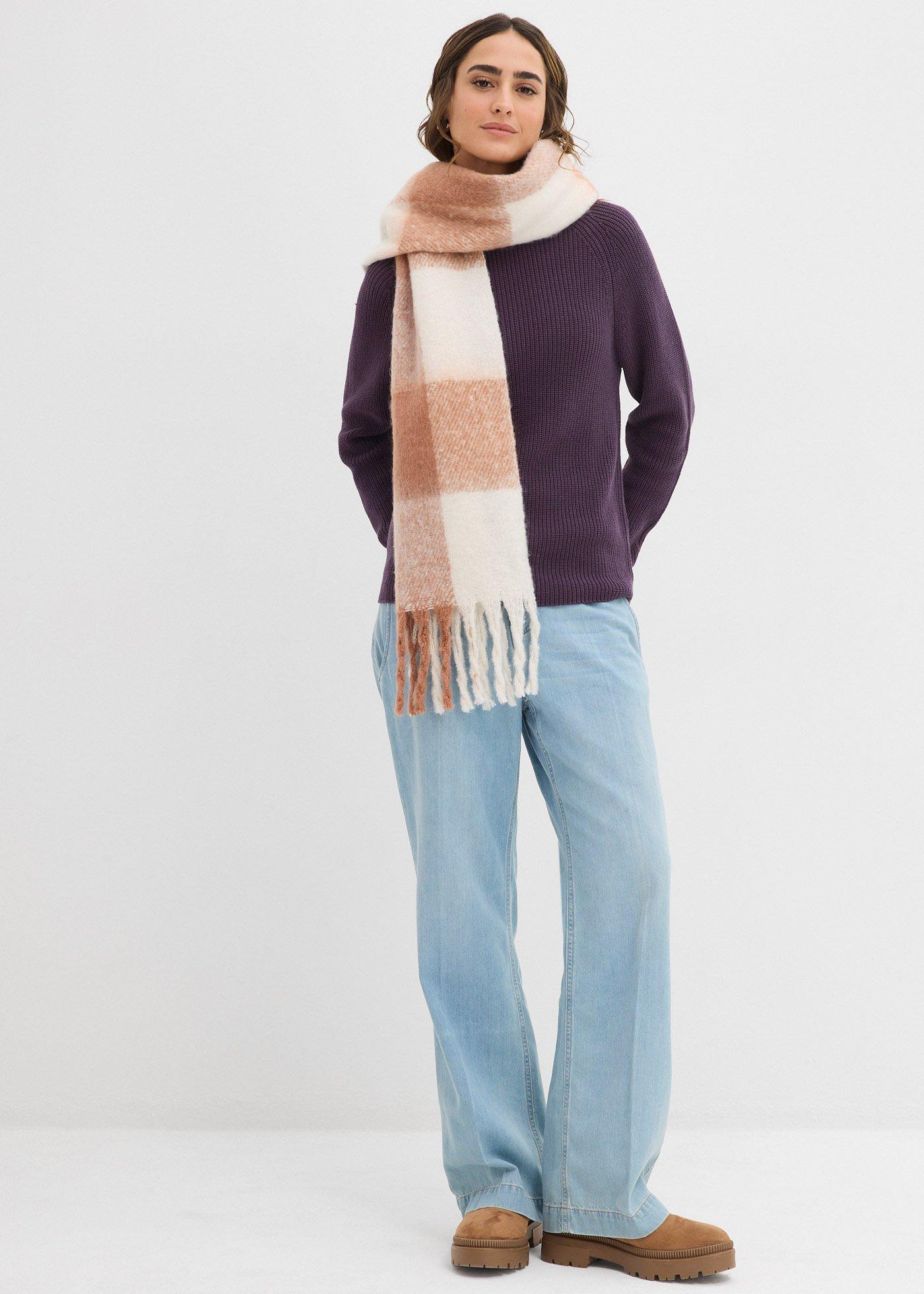 Sweter z prążkowanej dzianiny z czystej bawełny organicznej - Bonprix