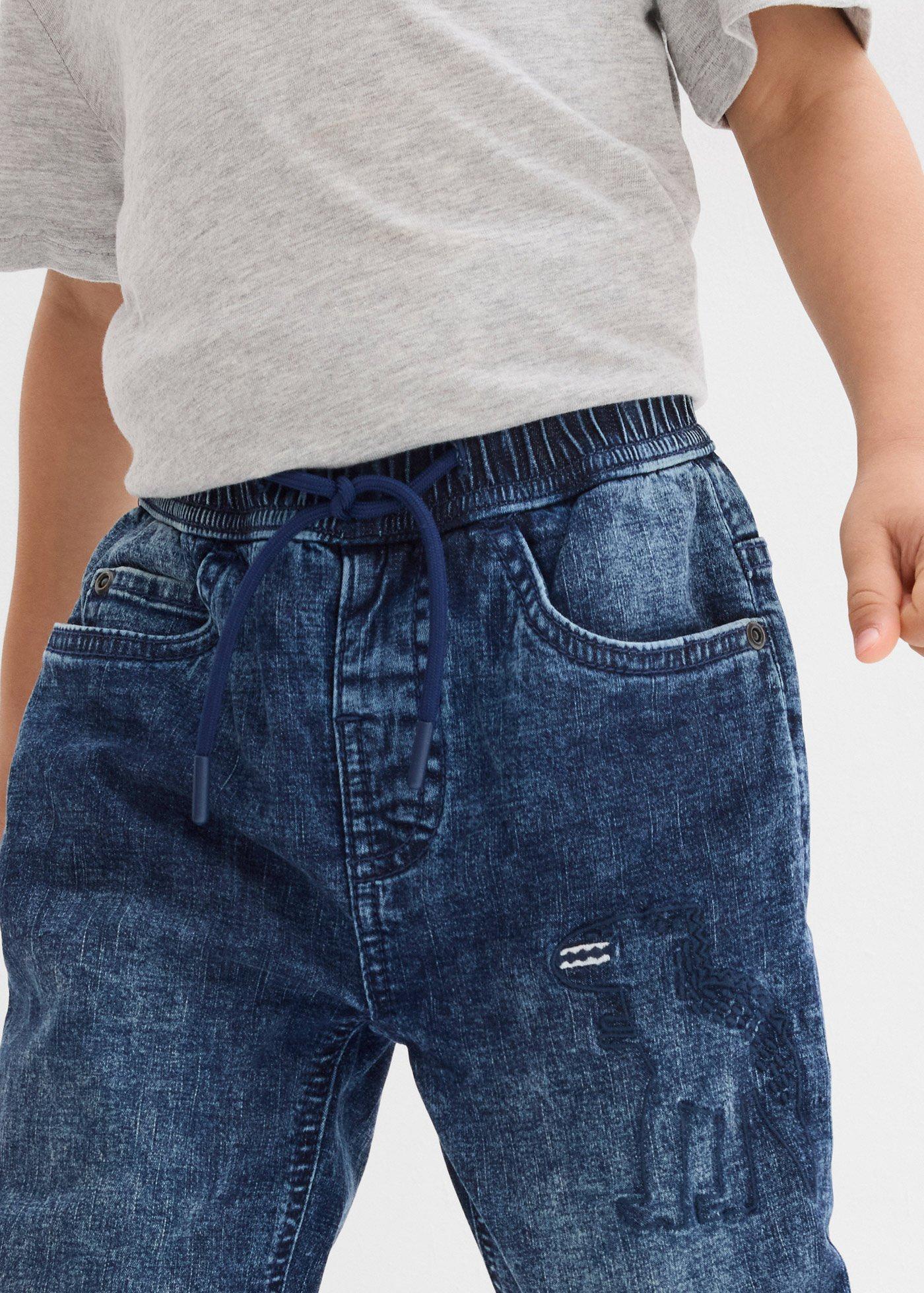 Dżinsy z termiczną podszewką z dżerseju, z gumką w talii, regular fit - Bonprix