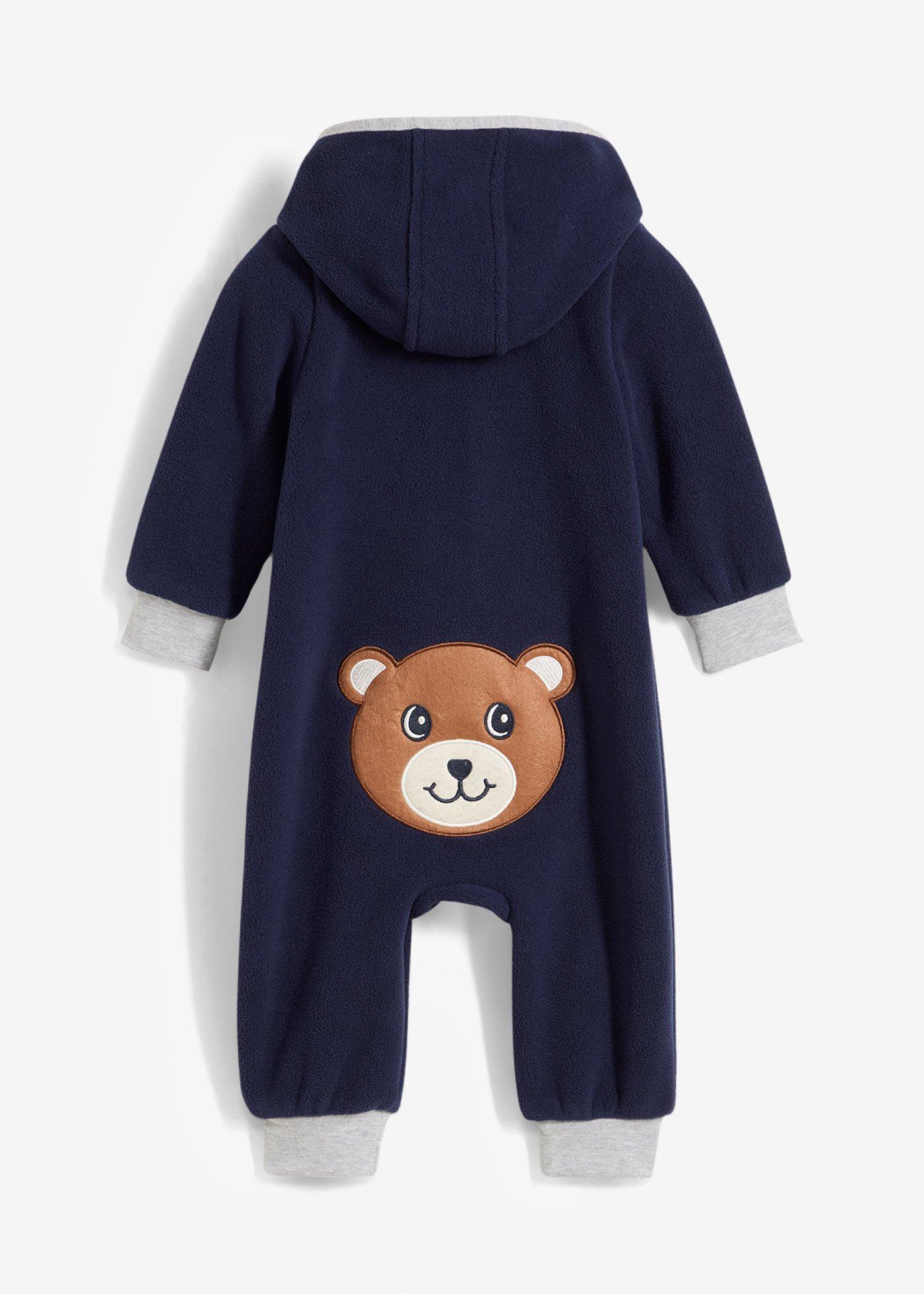 Combinaison en polaire avec capuche et application ourson
