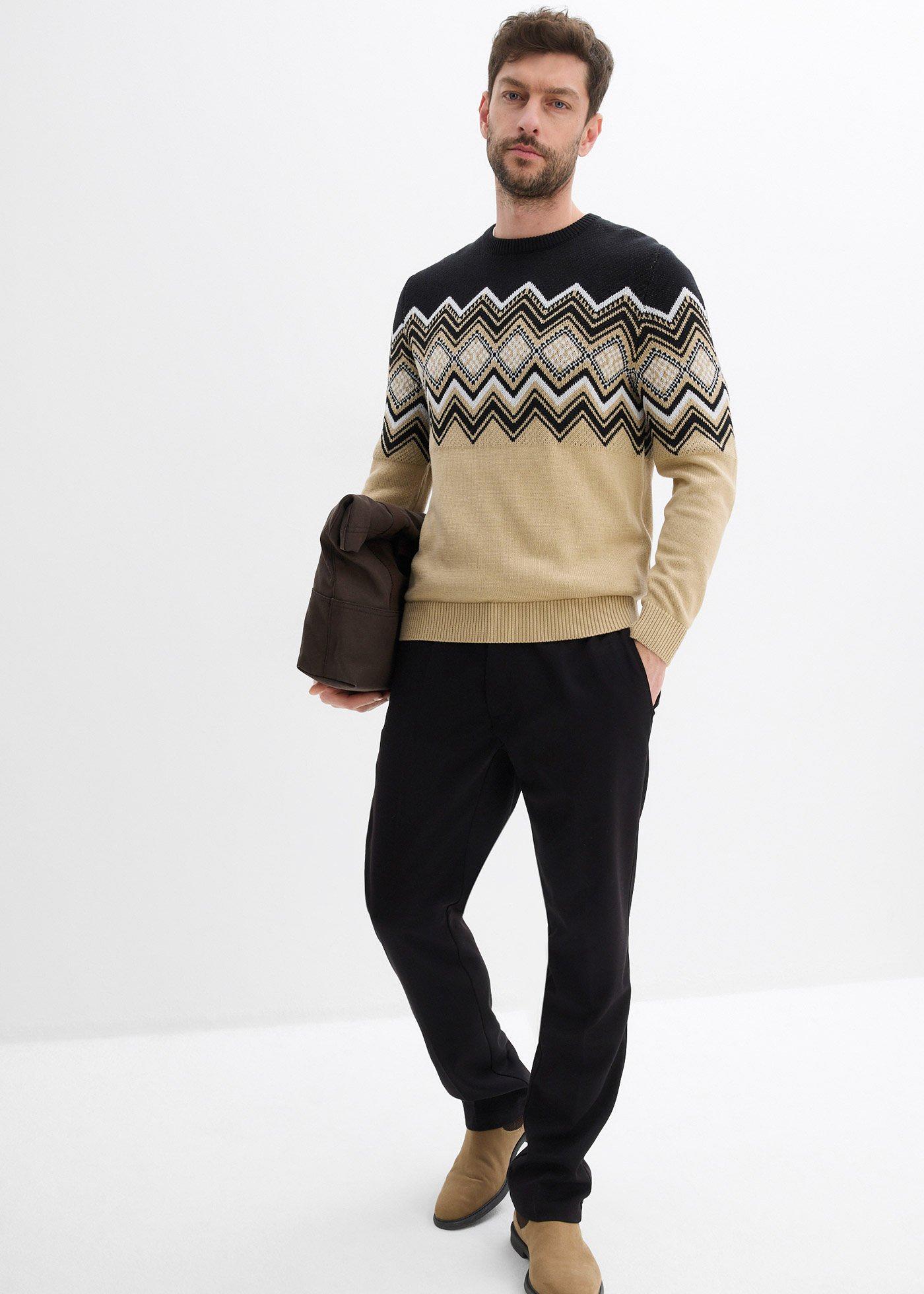 Sweter w norweski wzór z miękkiej mieszanki bawełny - Bonprix