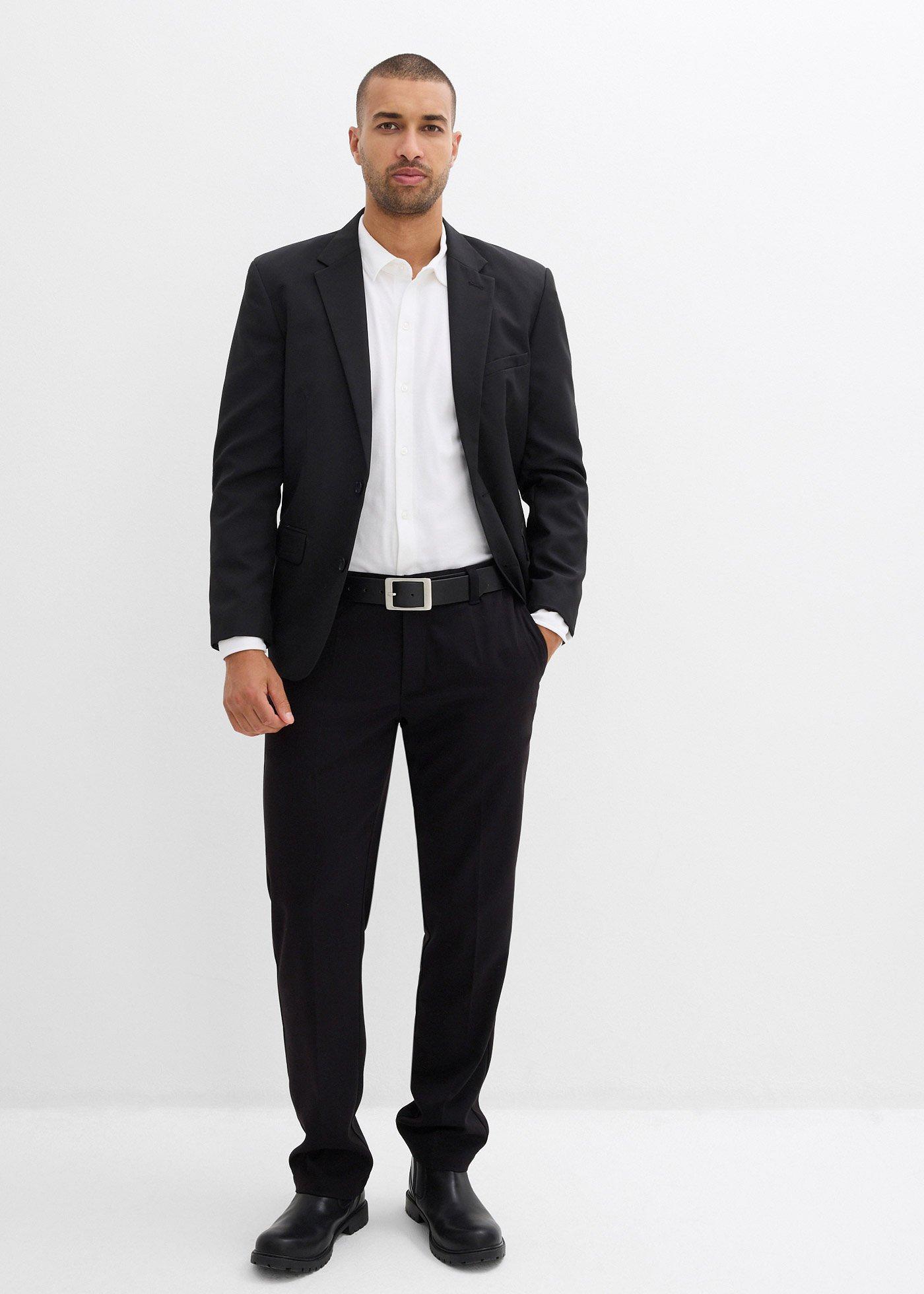 Koszula z długim rękawem, z bawełnianej piki z dużą zawartością stretchu, slim fit - Bonprix