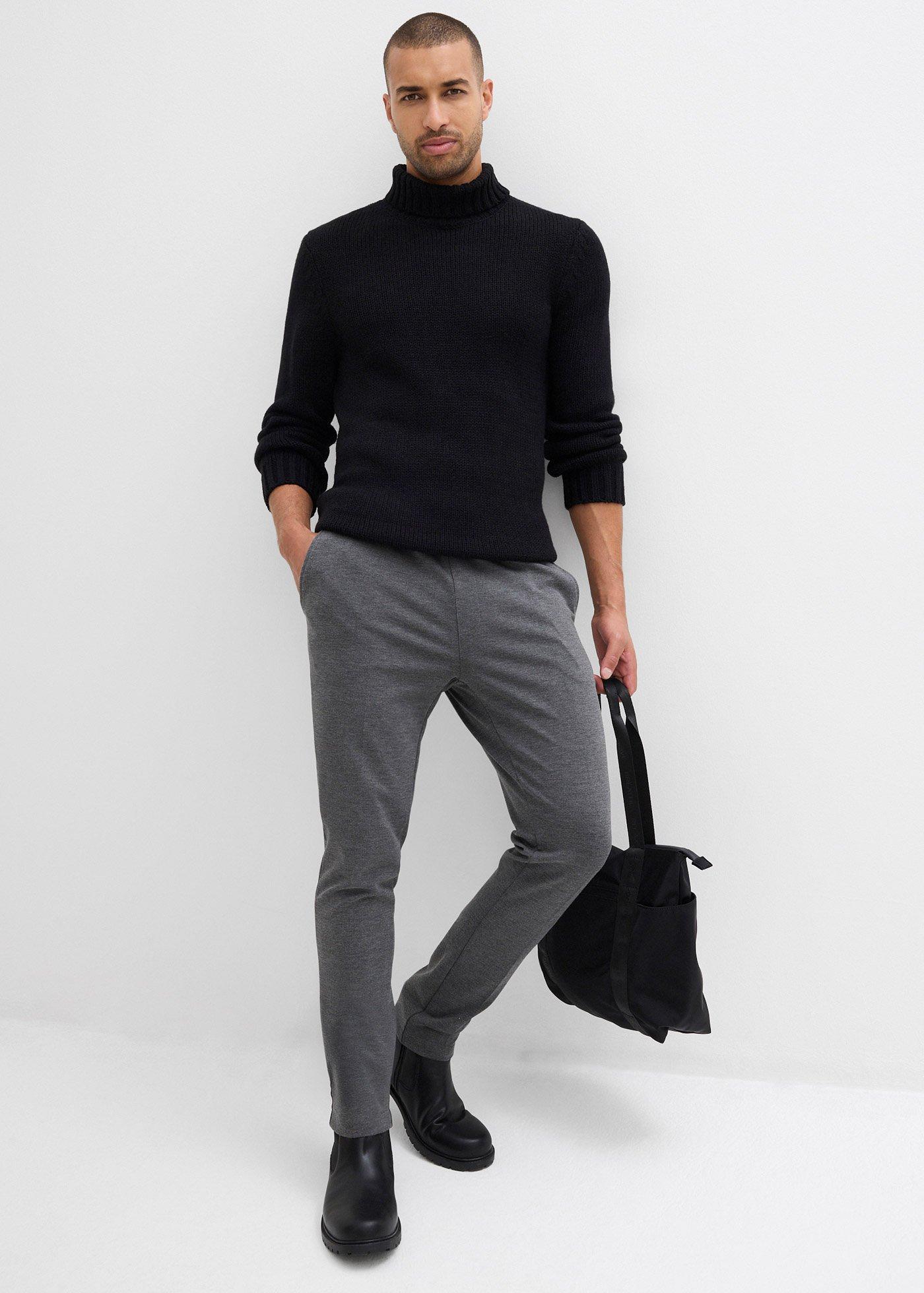 Eleganckie spodnie z dodatkiem stretchu, z wygodnym pasem, slim fit - Bonprix