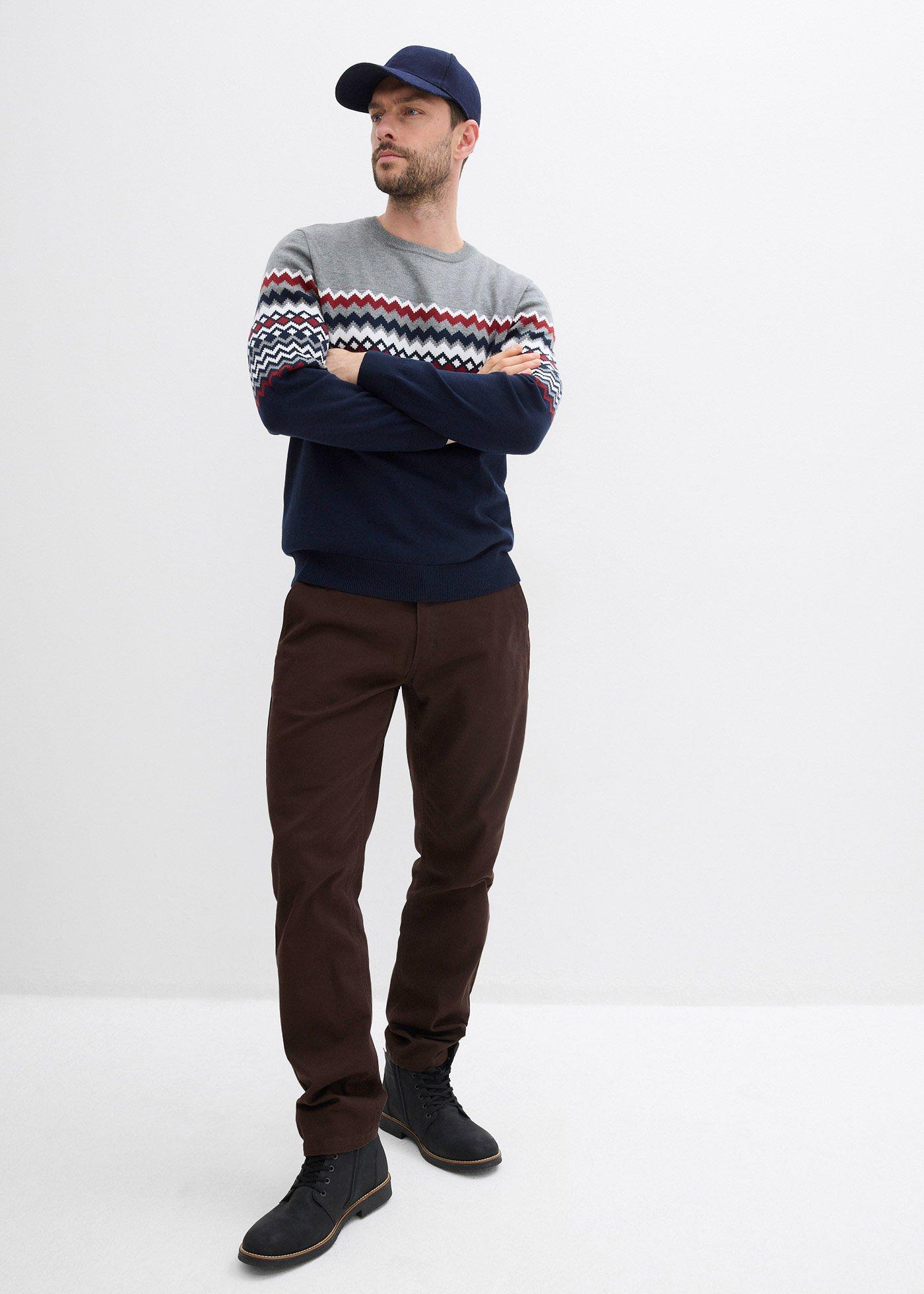 Sweter w norweski wzór,   z bawełną - Bonprix