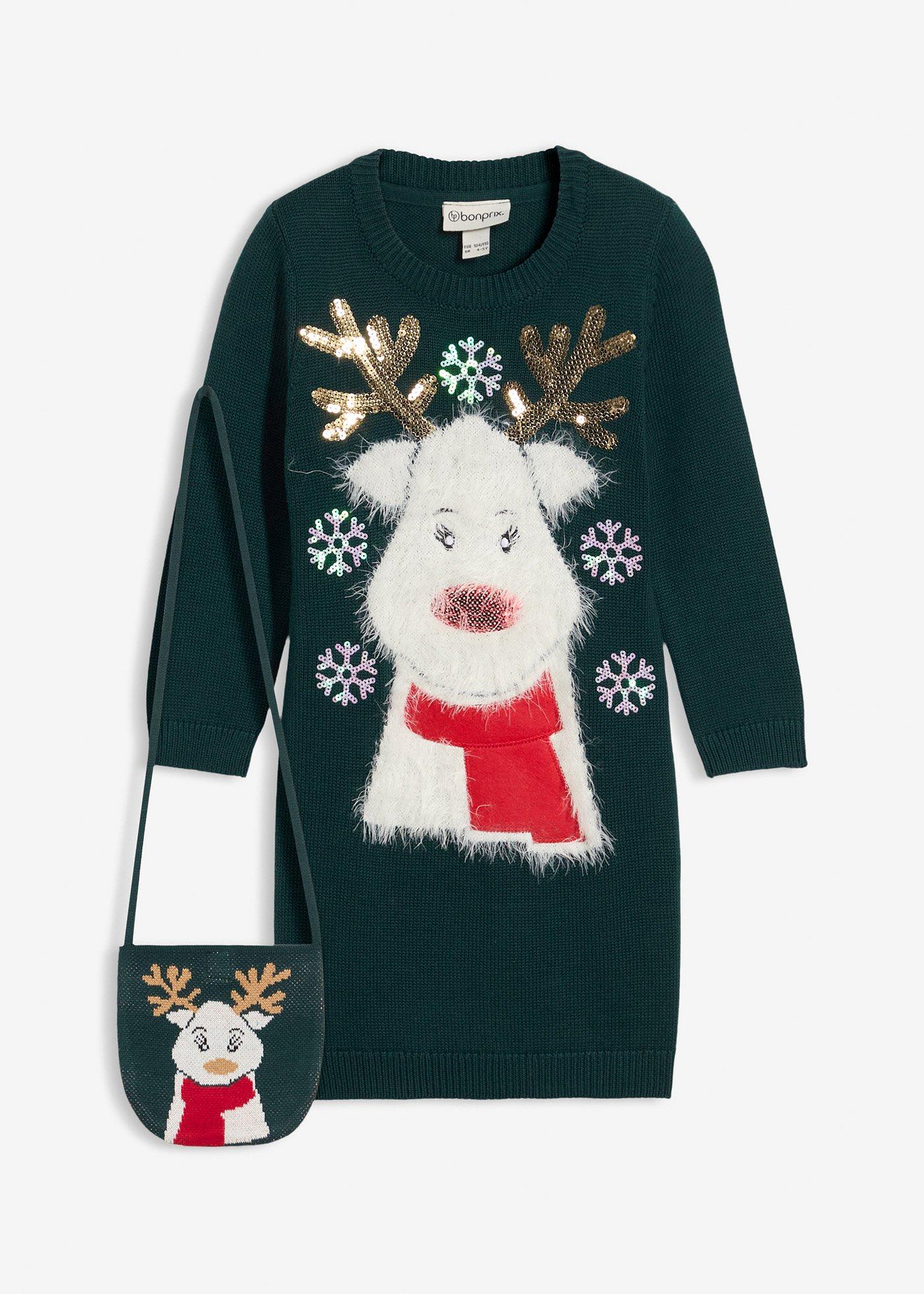 Sukienka dzianinowa z torebką (komplet 2-cz.) - Bonprix