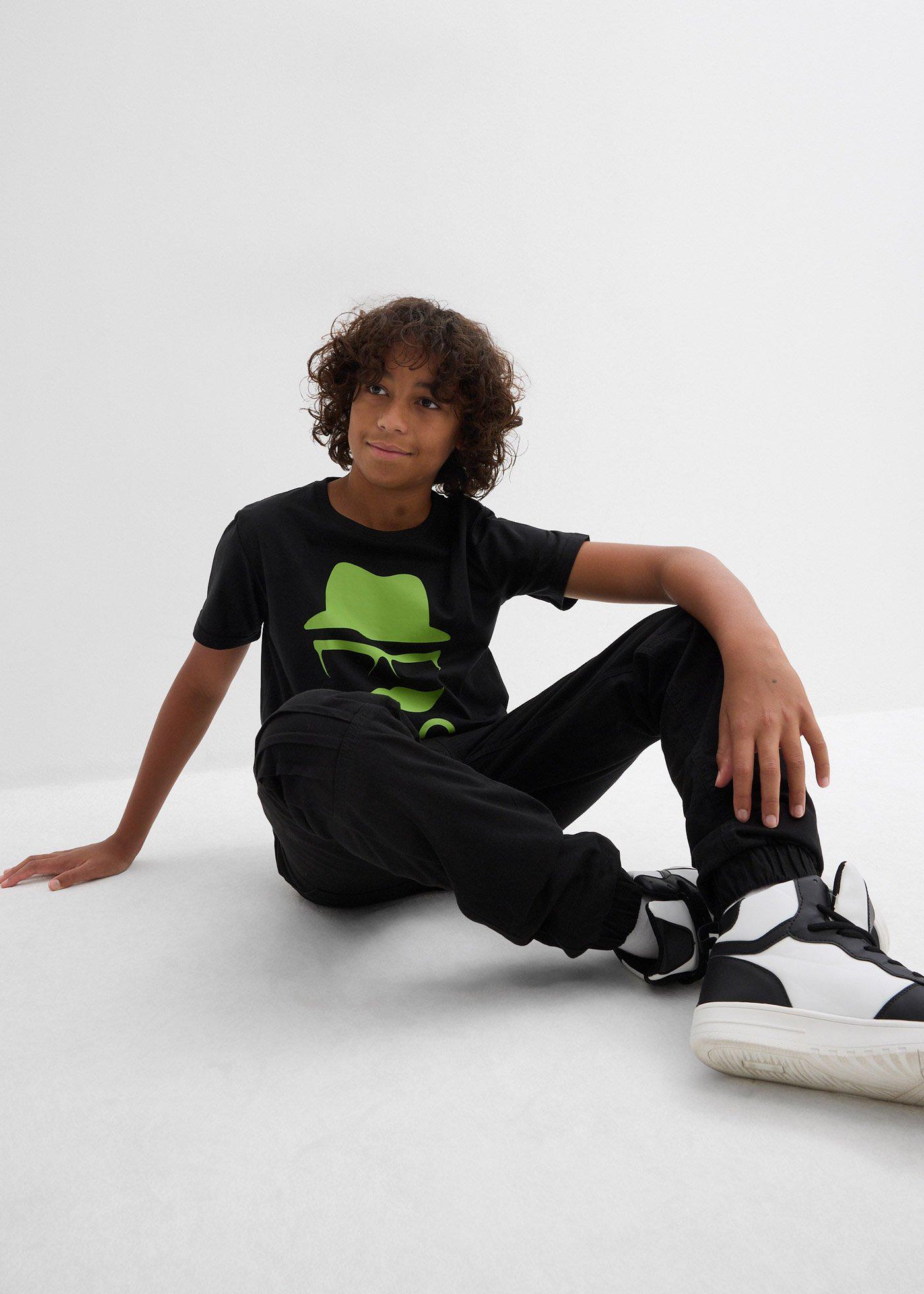 Spodnie ocieplane chłopięce z gumką w talii, regular fit - Bonprix