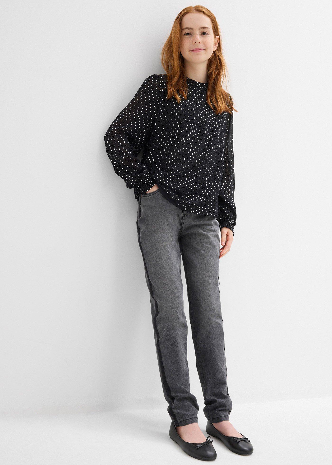 Bluzka szyfonowa z marszczoną stójką - Bonprix