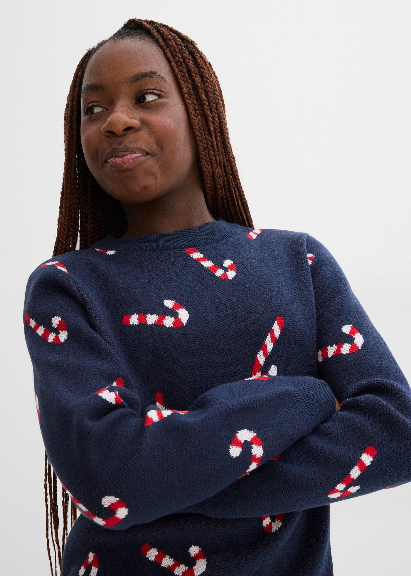 Cienki sweter z motywem bożonarodzeniowym - Bonprix