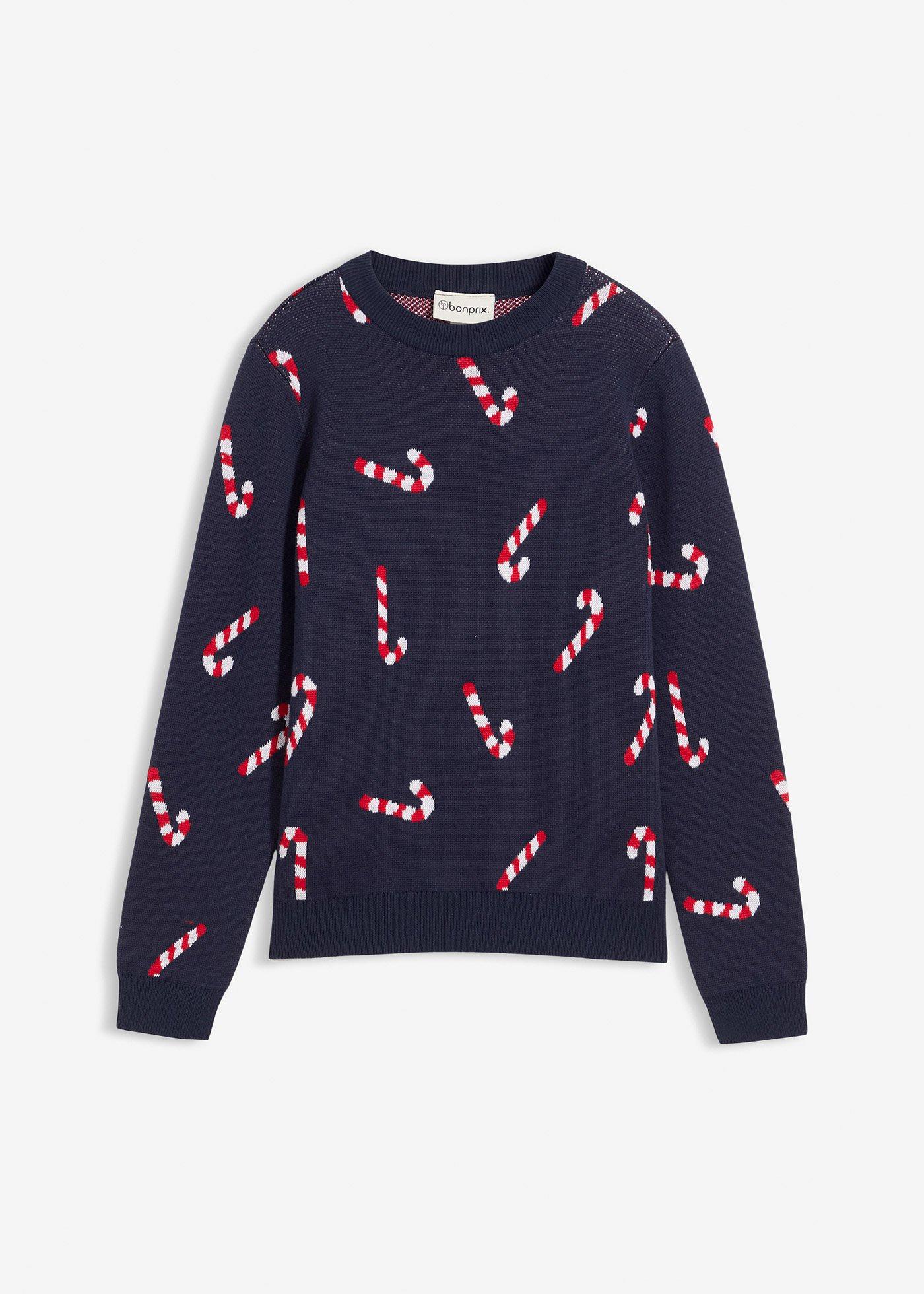 Cienki sweter z motywem bożonarodzeniowym - Bonprix