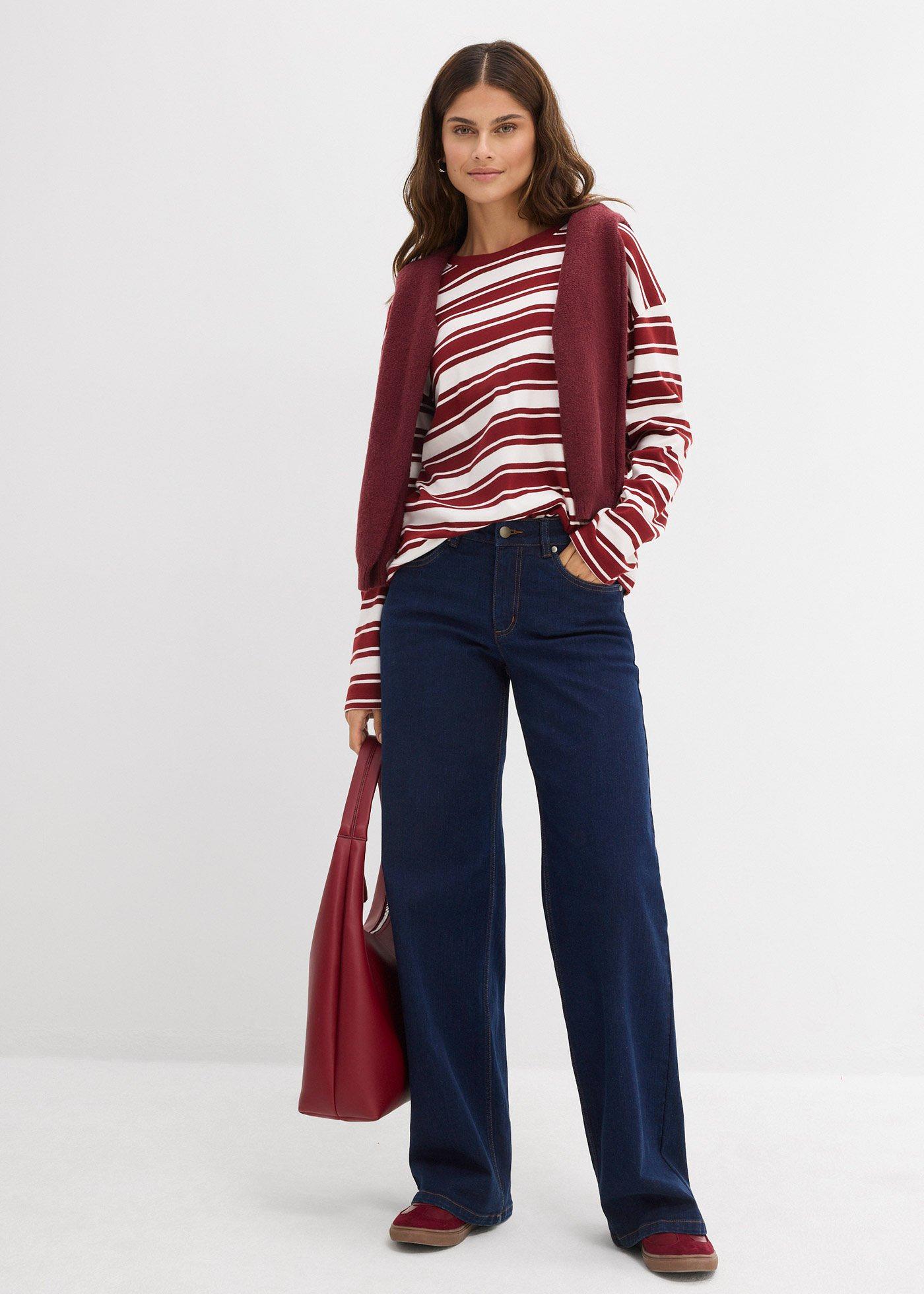Dżinsy wide leg, średni stan, z bawełny organicznej - Bonprix