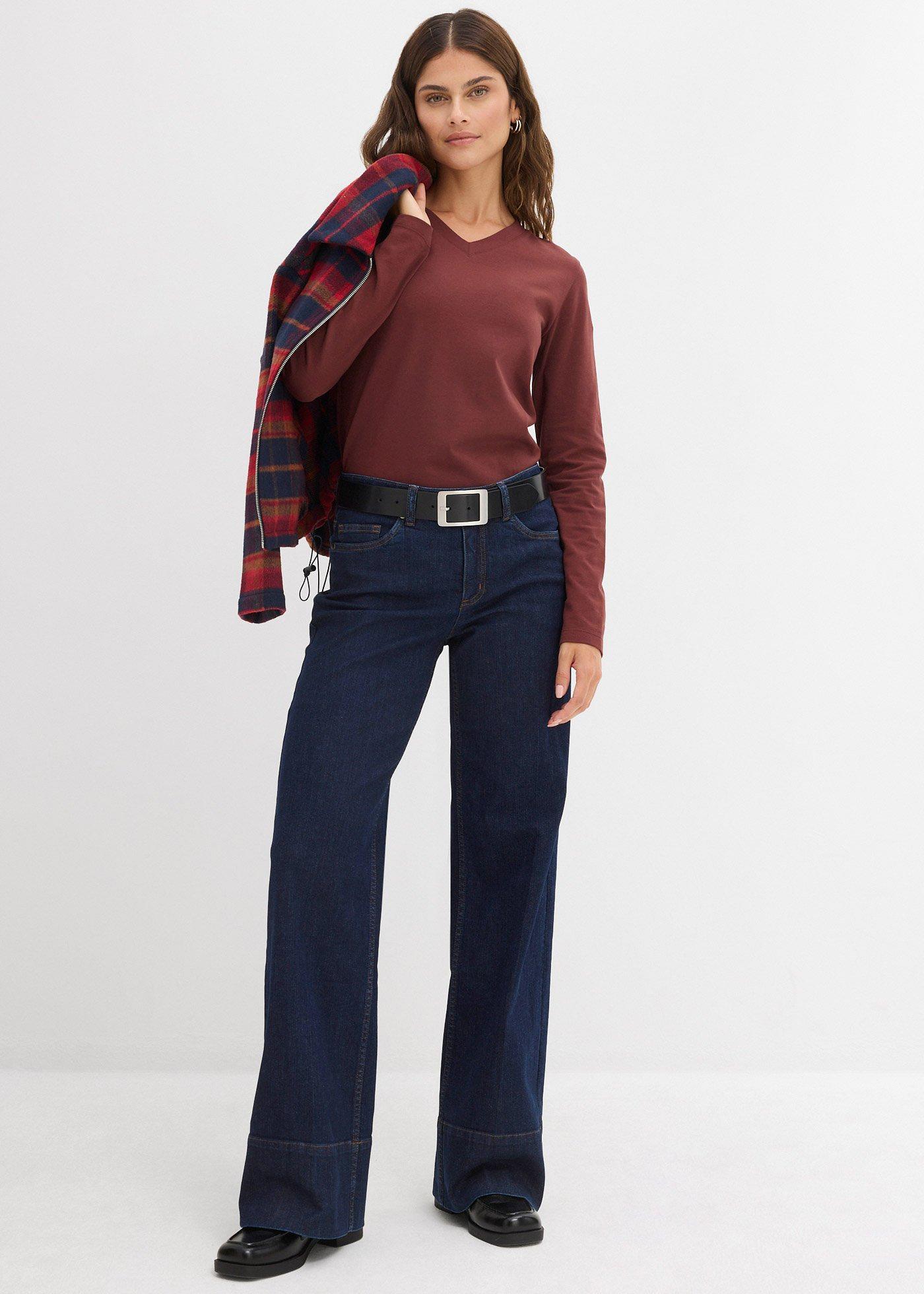 Dżinsy wide leg, mid waist, z bawełny organicznej - Bonprix