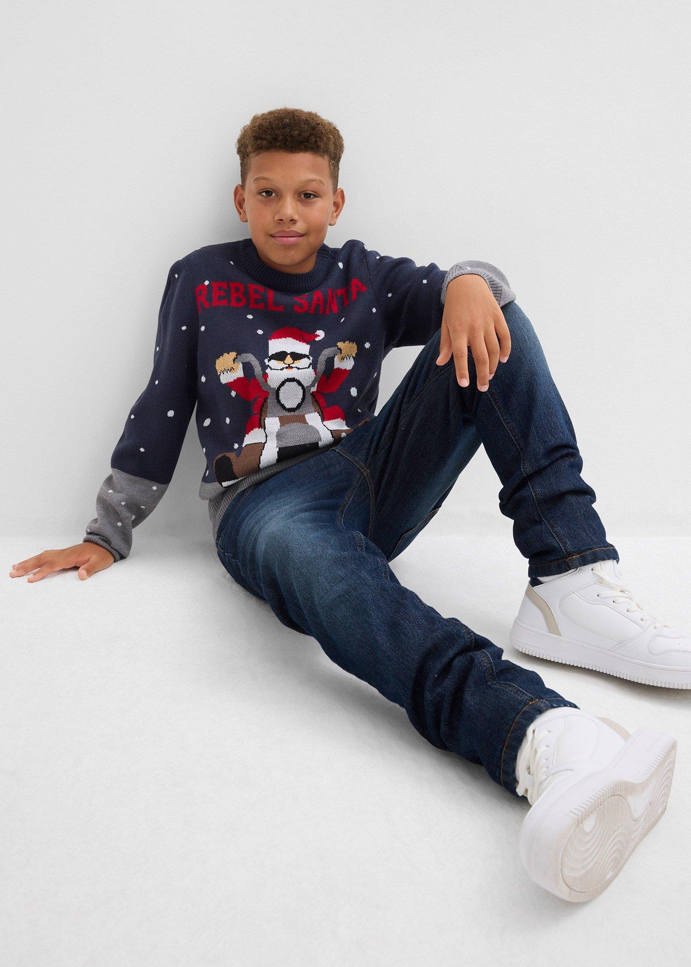 Cienki sweter z motywem bożonarodzeniowym - Bonprix