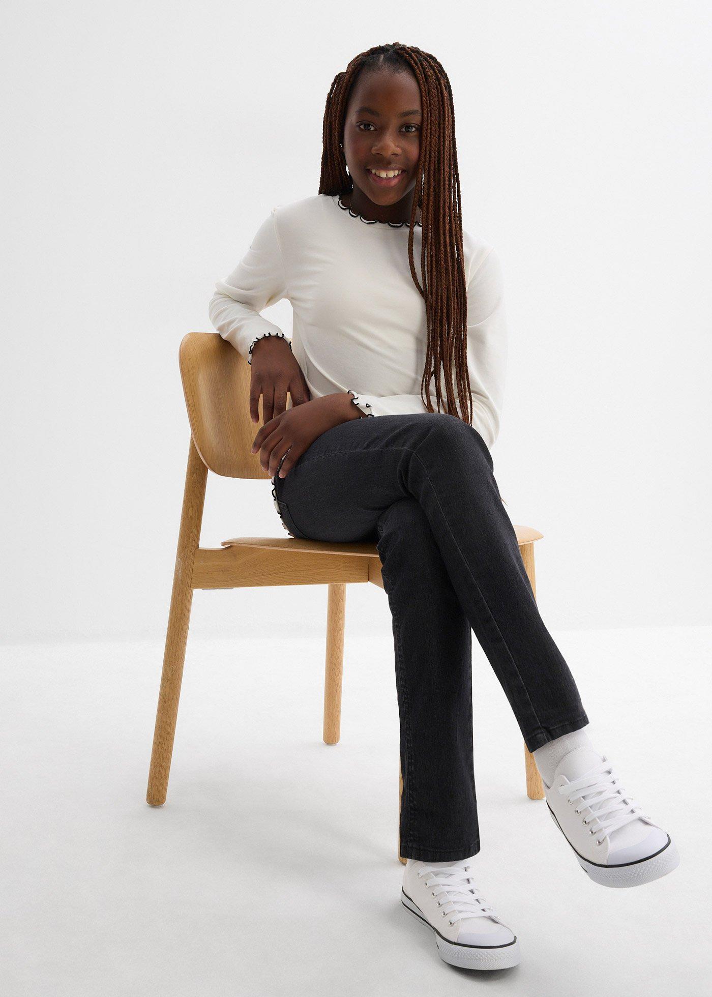 Bluzka z długim rękawem, uszyta z elastycznej mieszanki baweny organicznej (2 szt.) - Bonprix