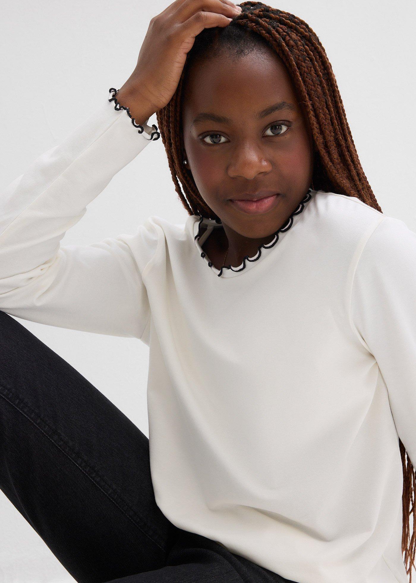 Bluzka z długim rękawem, uszyta z elastycznej mieszanki baweny organicznej (2 szt.) - Bonprix