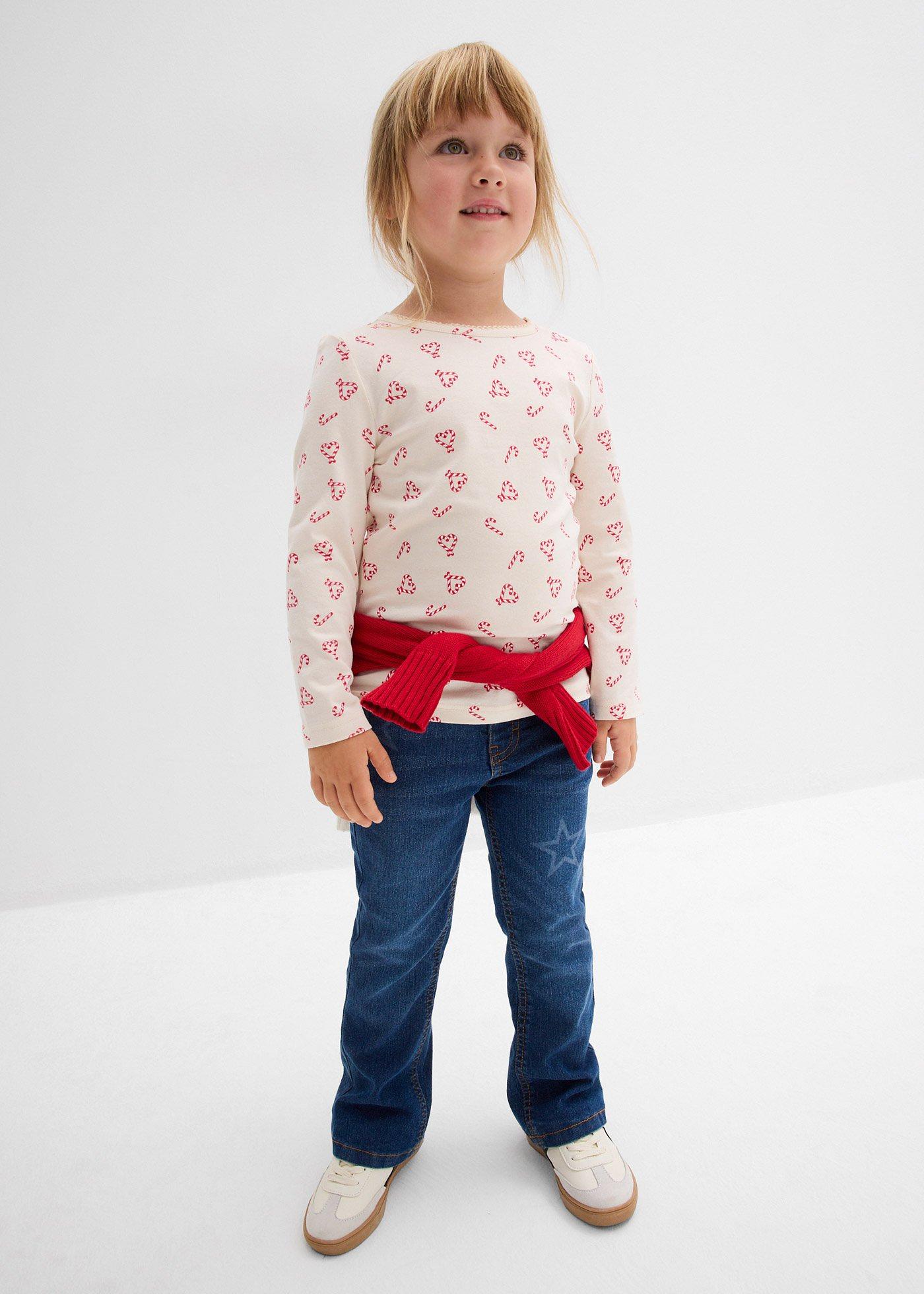 Bluzka z długim rękawem z elastycznej mieszanki bawełny organicznej - Bonprix