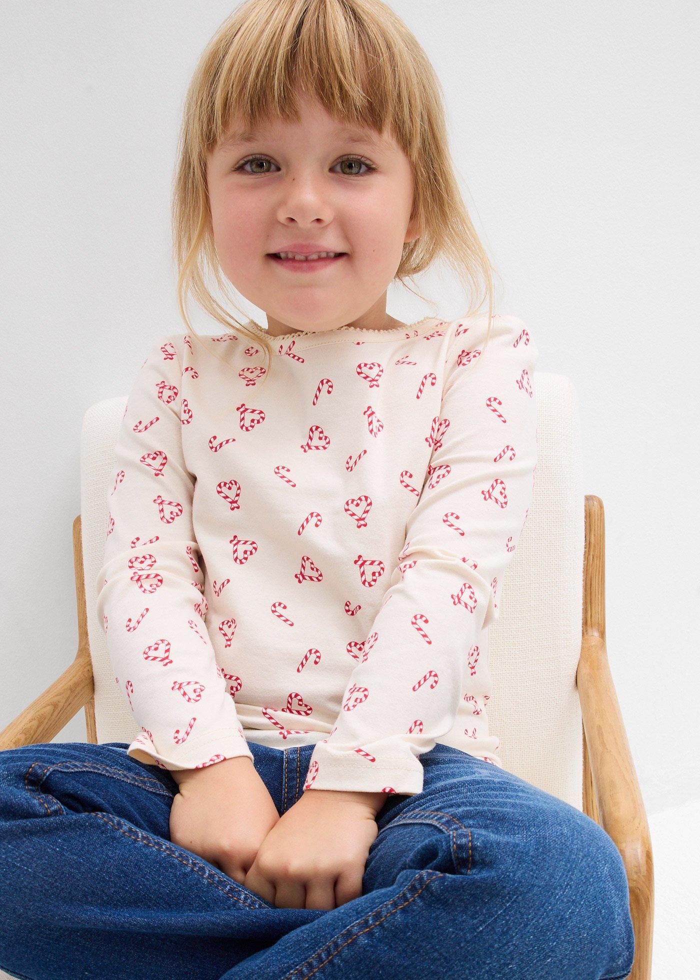 Bluzka z długim rękawem z elastycznej mieszanki bawełny organicznej - Bonprix