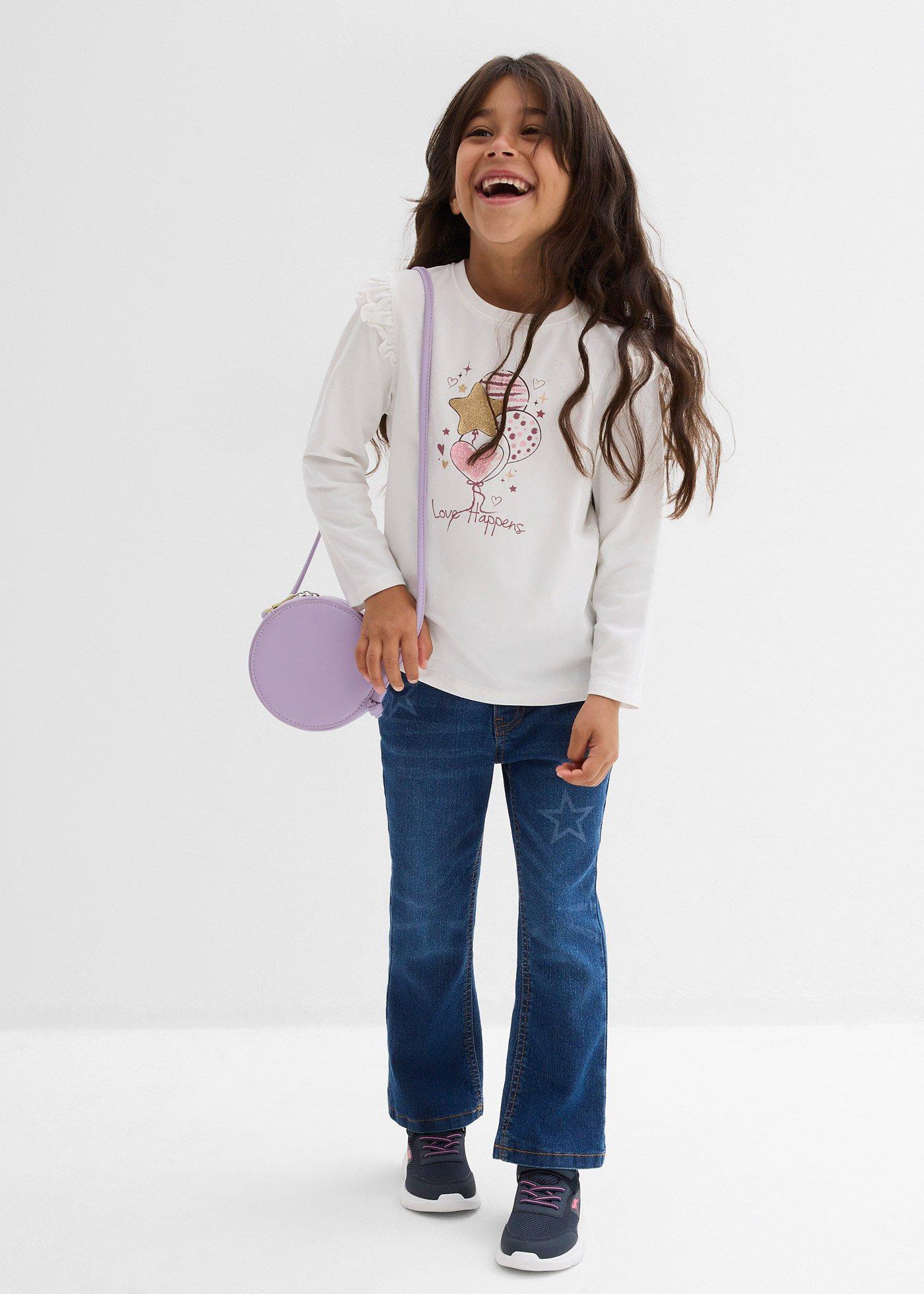 Bluzka z długim rękawem z elastycznej mieszanki bawełny organicznej (2 szt.) - Bonprix