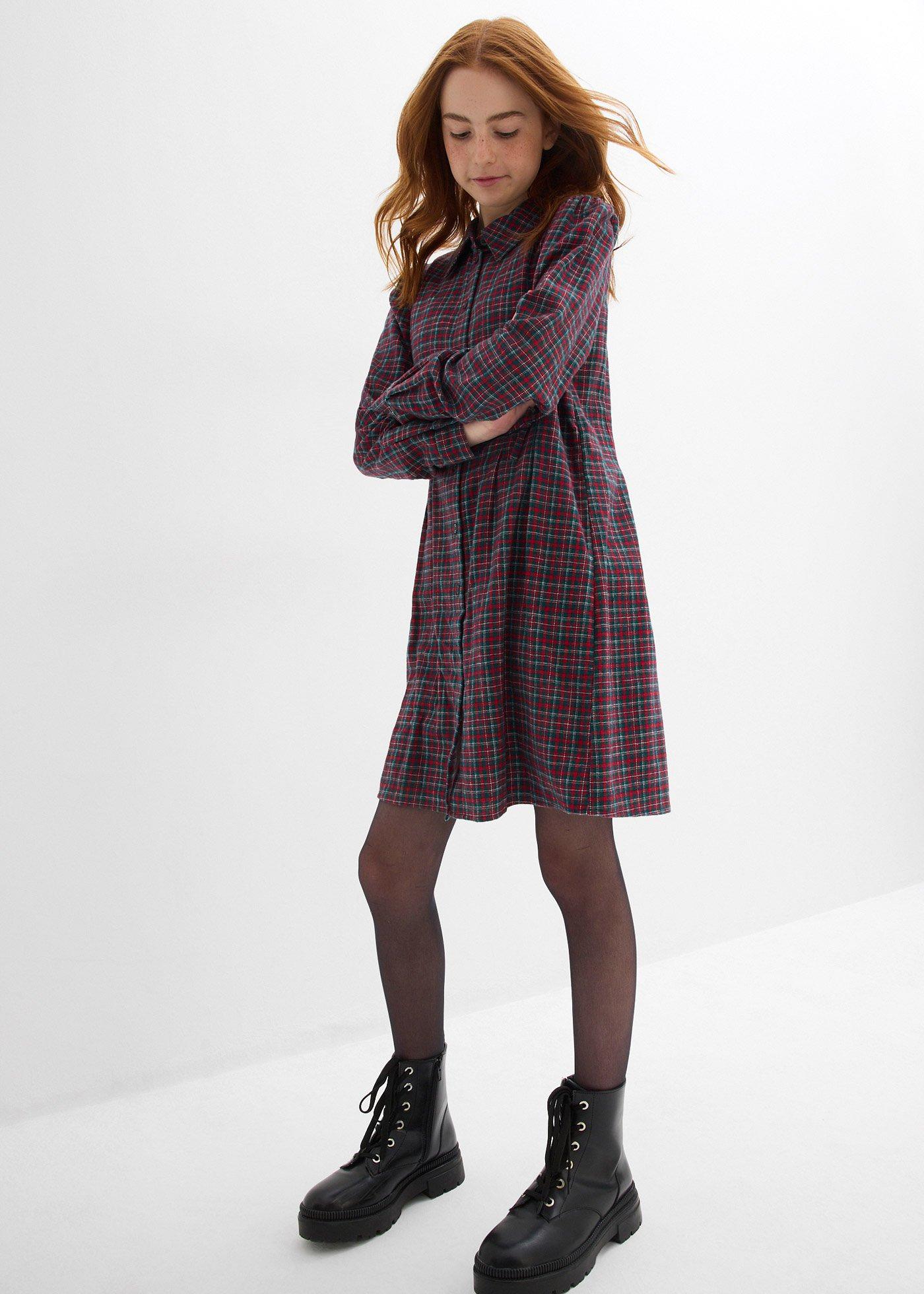 Sukienka z długim rękawem z flaneli - Bonprix