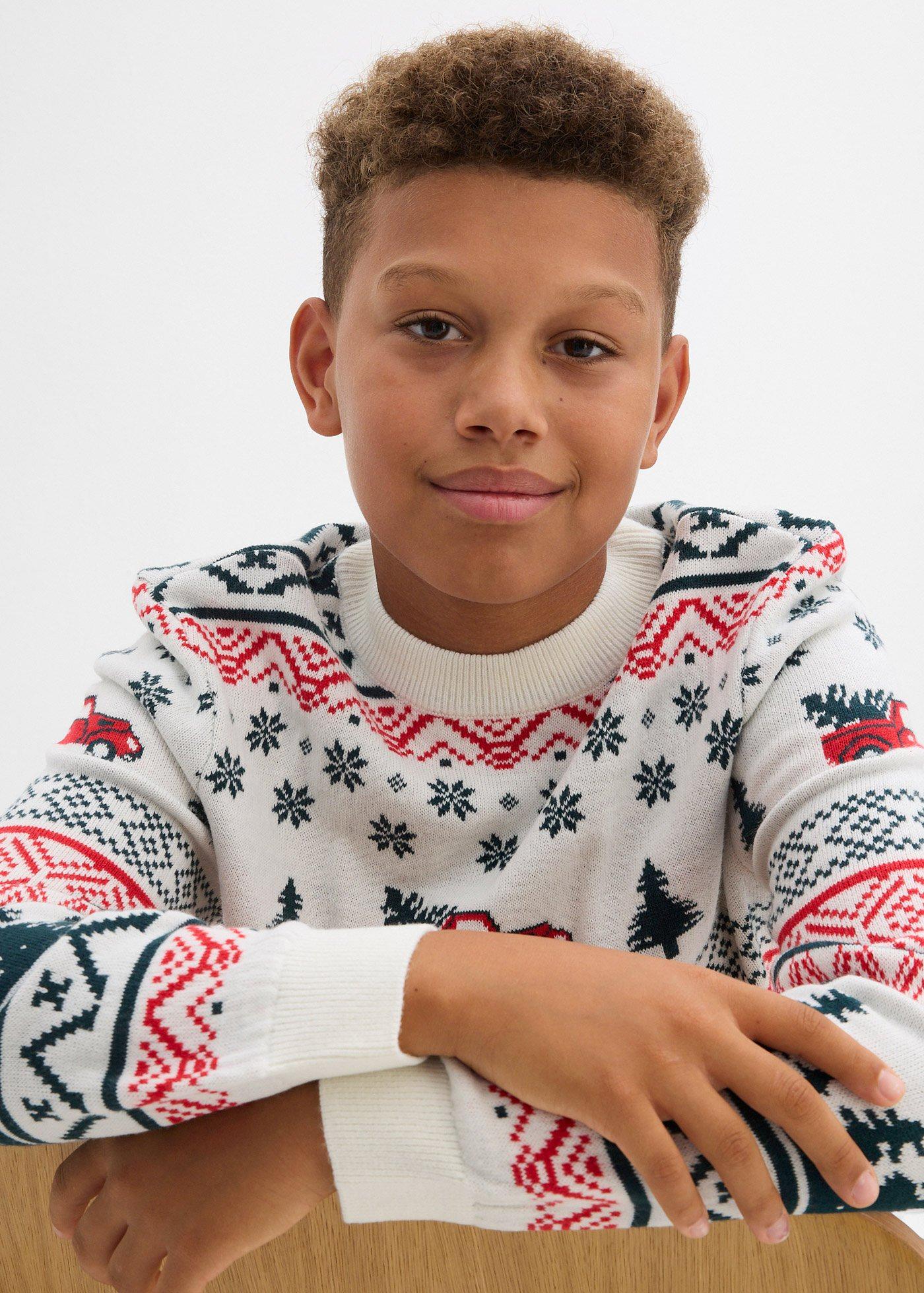 Cienki sweter z motywem bożonarodzeniowym - Bonprix