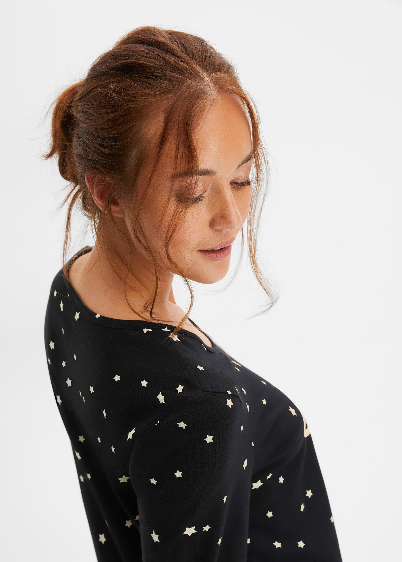 Koszula nocna z długim rękawem, z bawełny organicznej - Bonprix