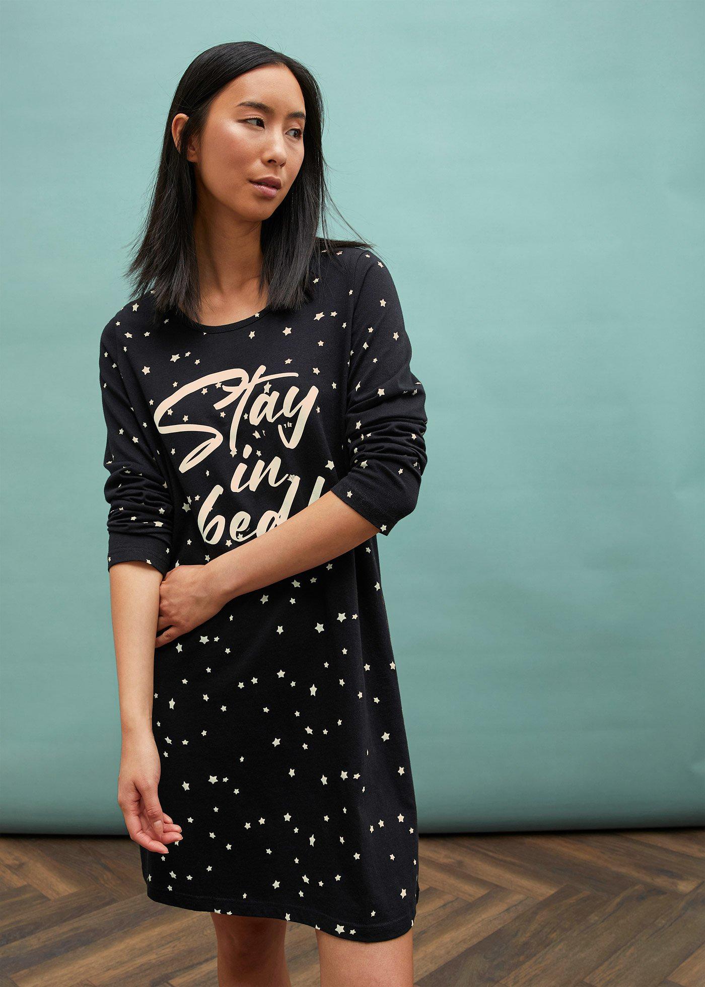 Koszula nocna z długim rękawem, z bawełny organicznej - Bonprix