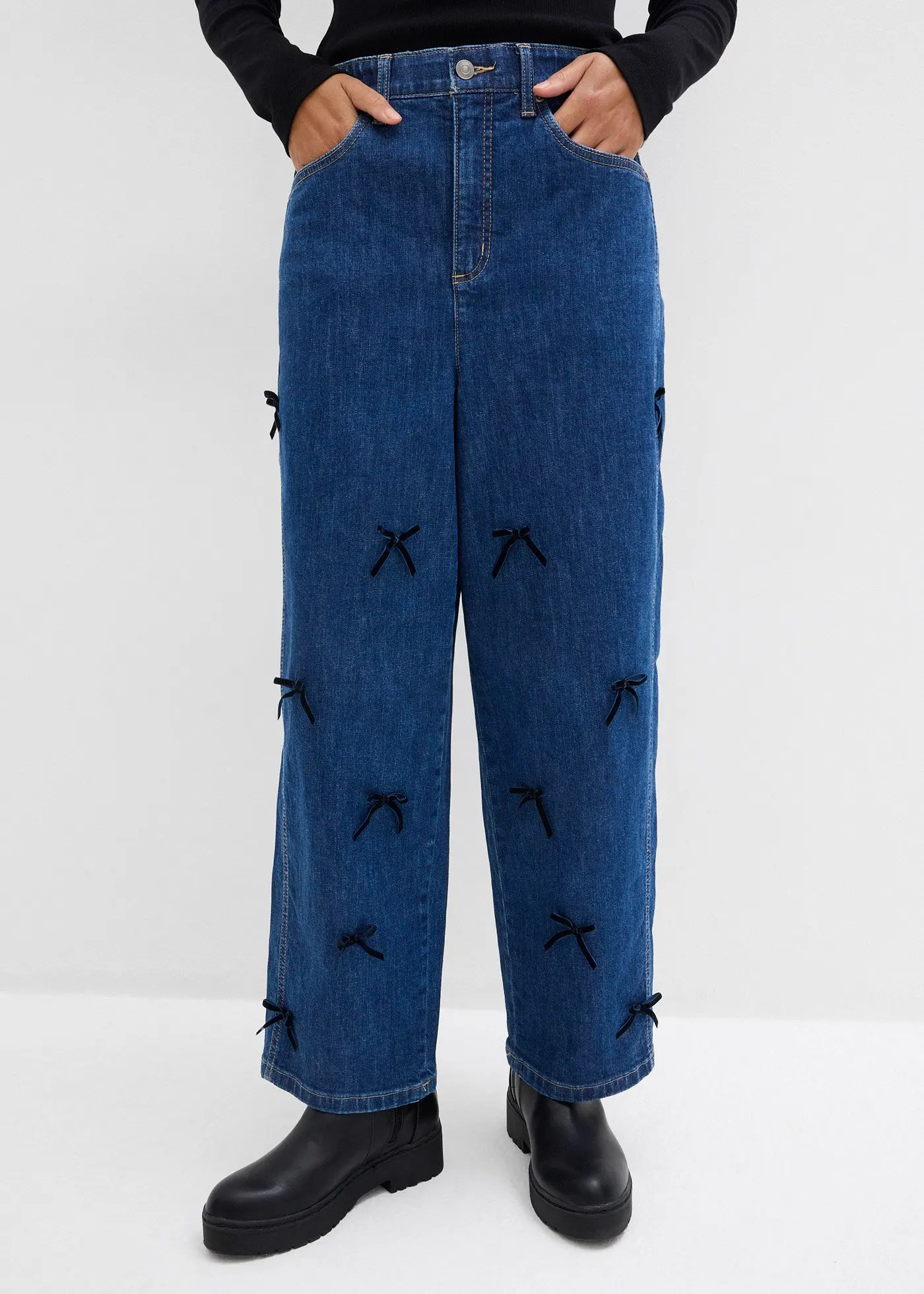 Bonprix Barrel-Джинсы с завышенной талией, поясом