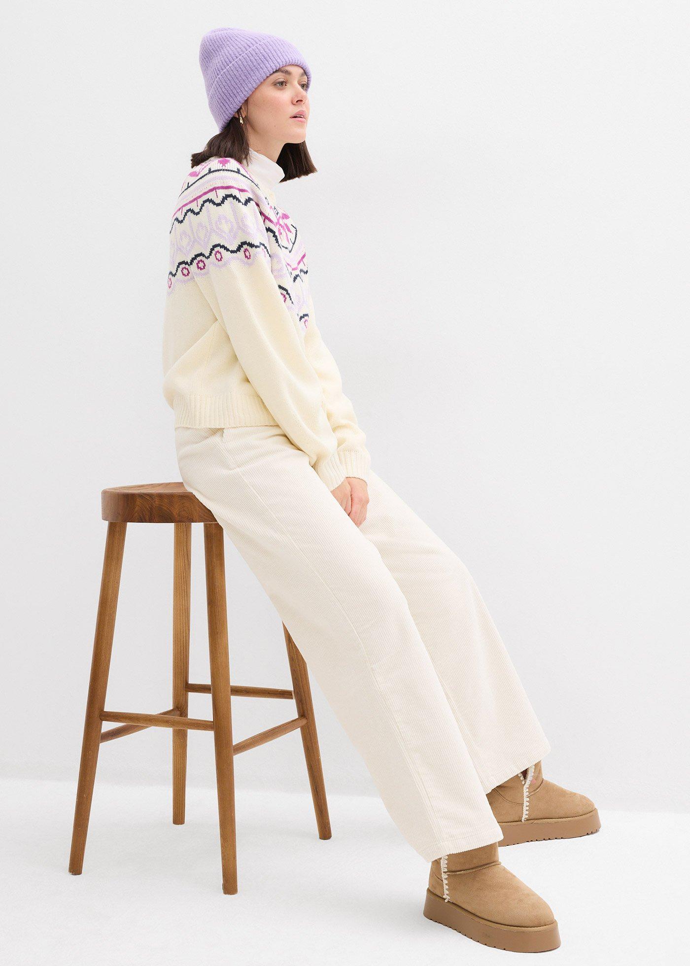 Kardigan oversize z norweskim wzorem - Bonprix