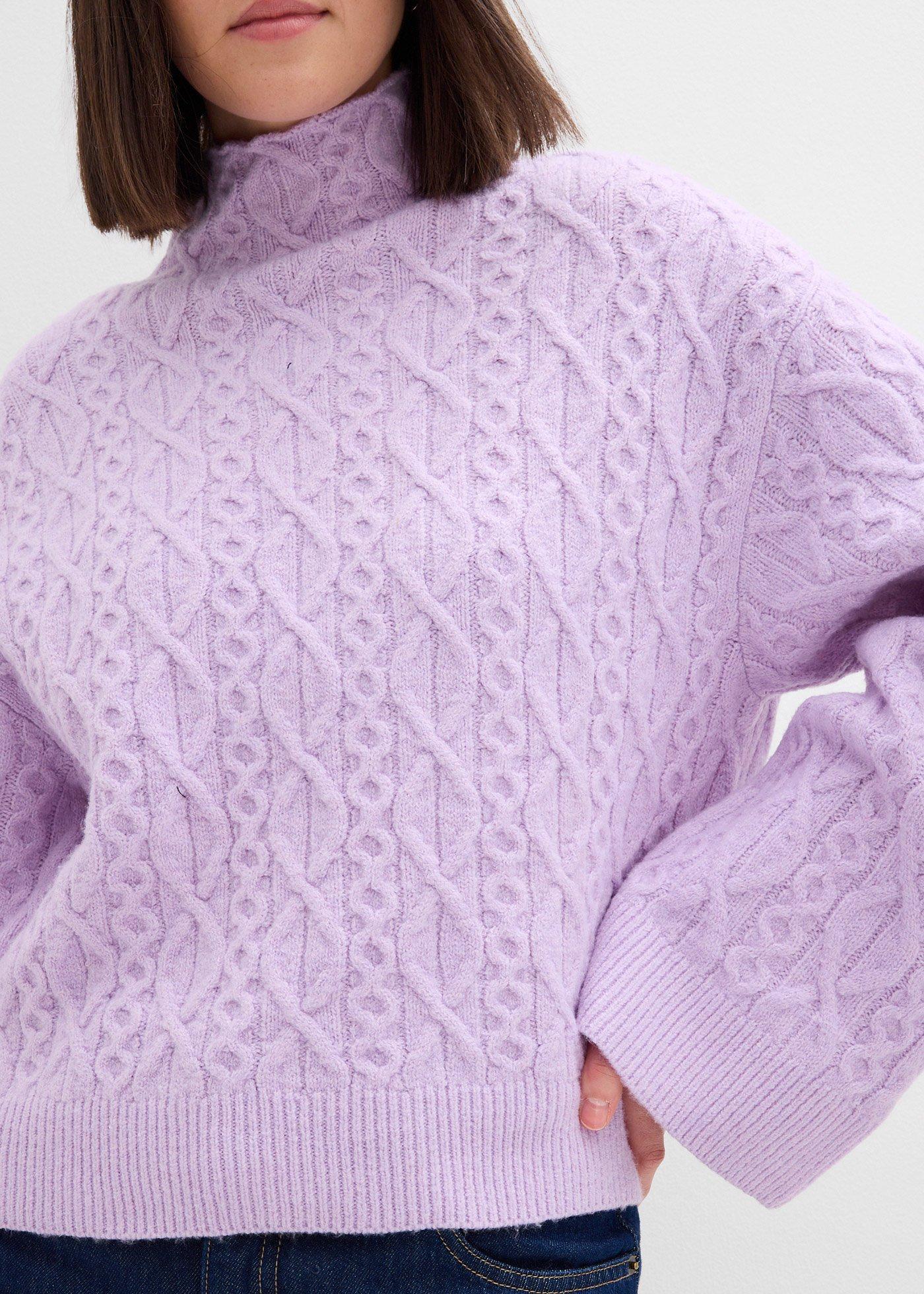 Sweter ze wzorem w warkocze - Bonprix