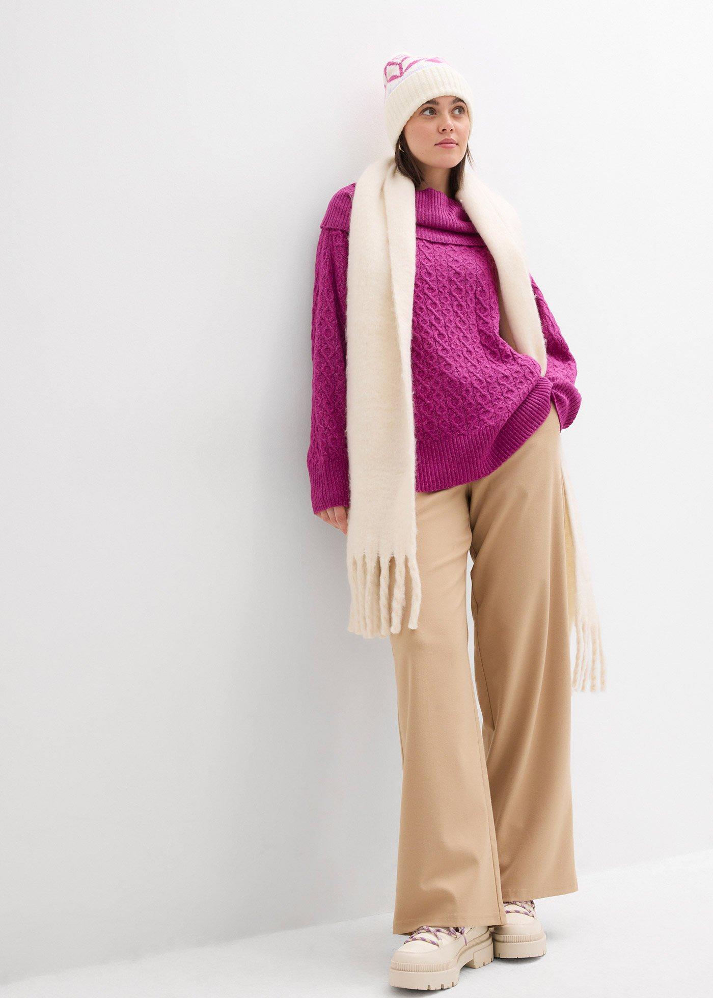 Sweter we wzór w warkocze - Bonprix