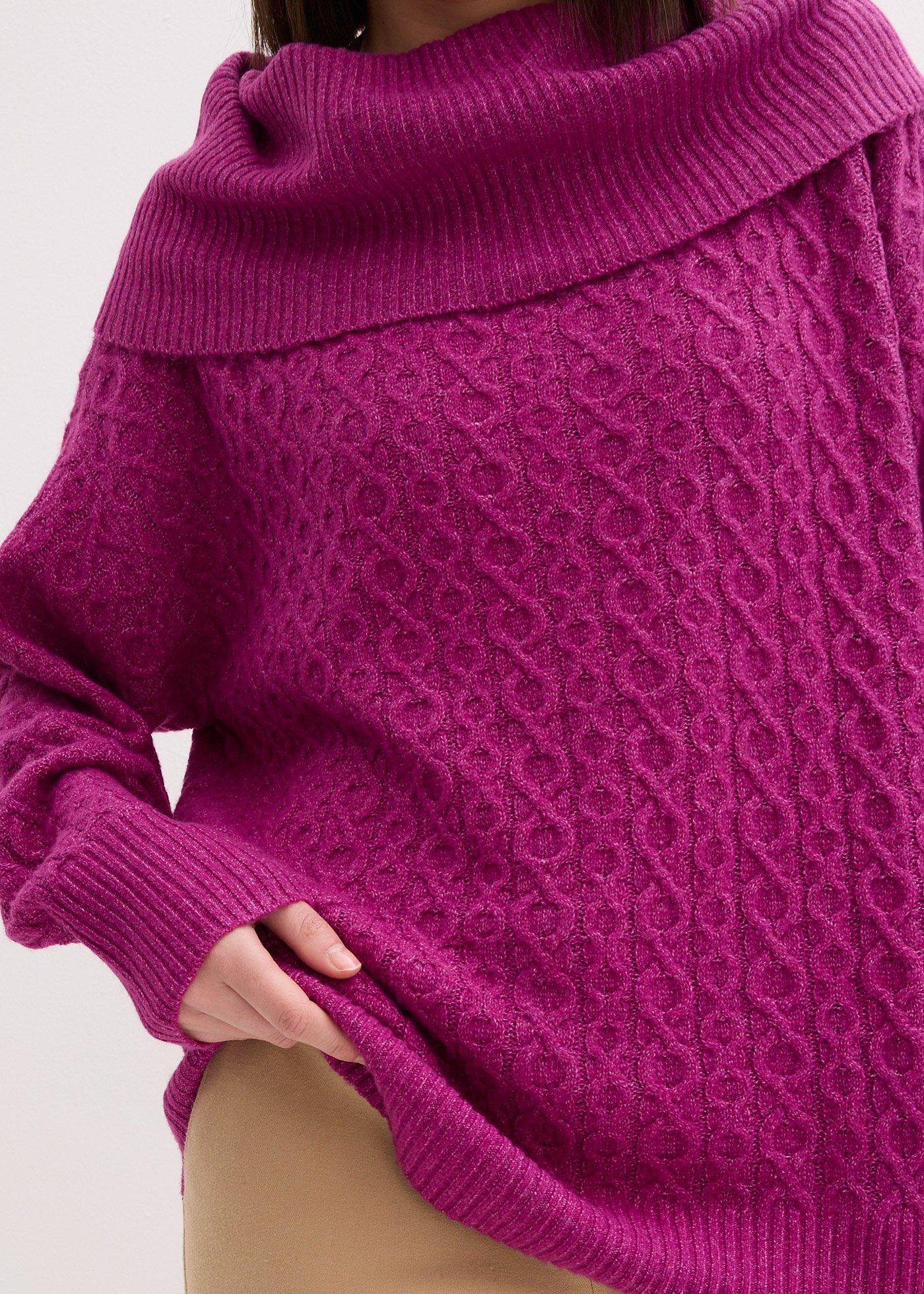 Sweter we wzór w warkocze - Bonprix