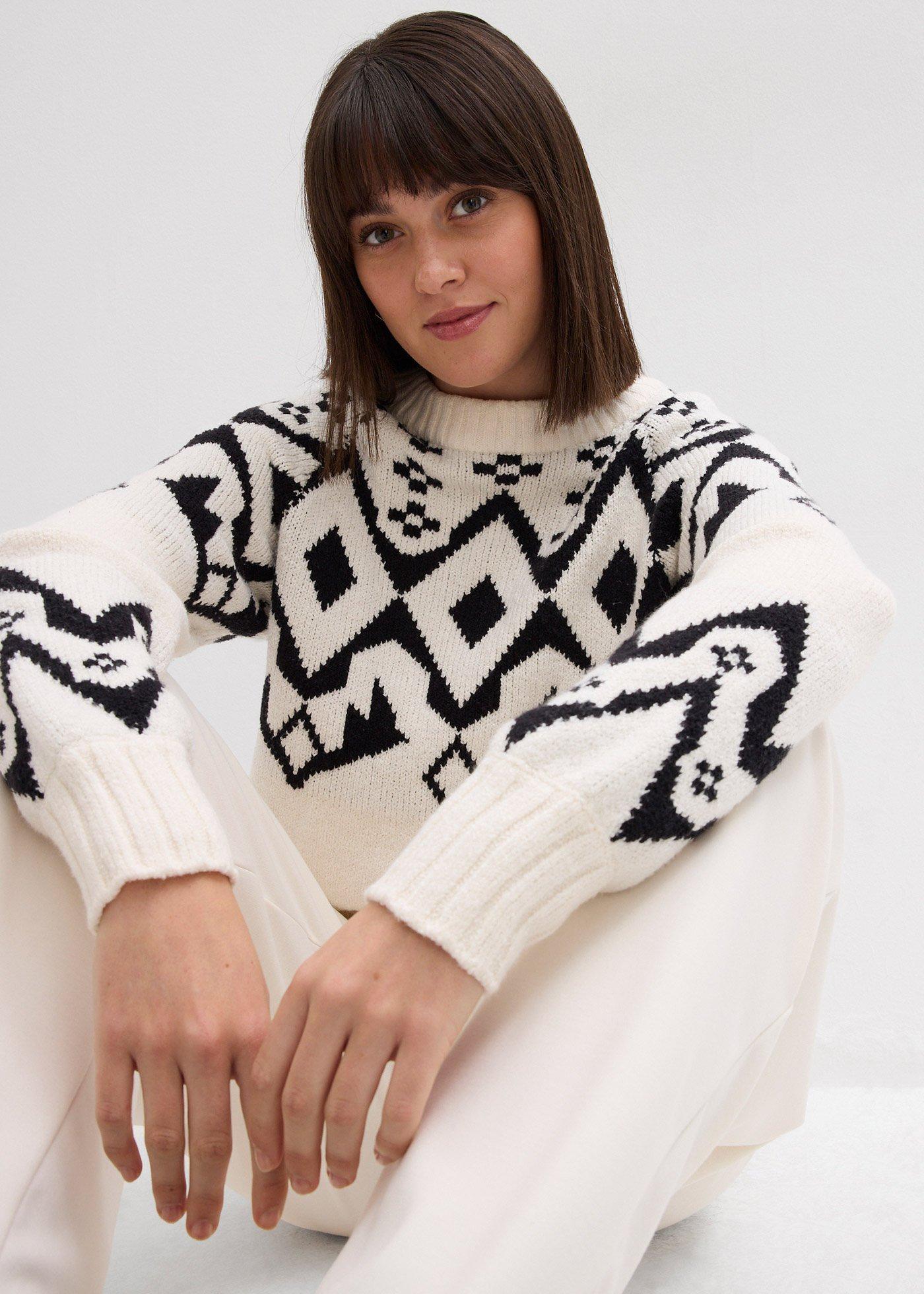 Sweter oversize z norweskim wzorem - Bonprix