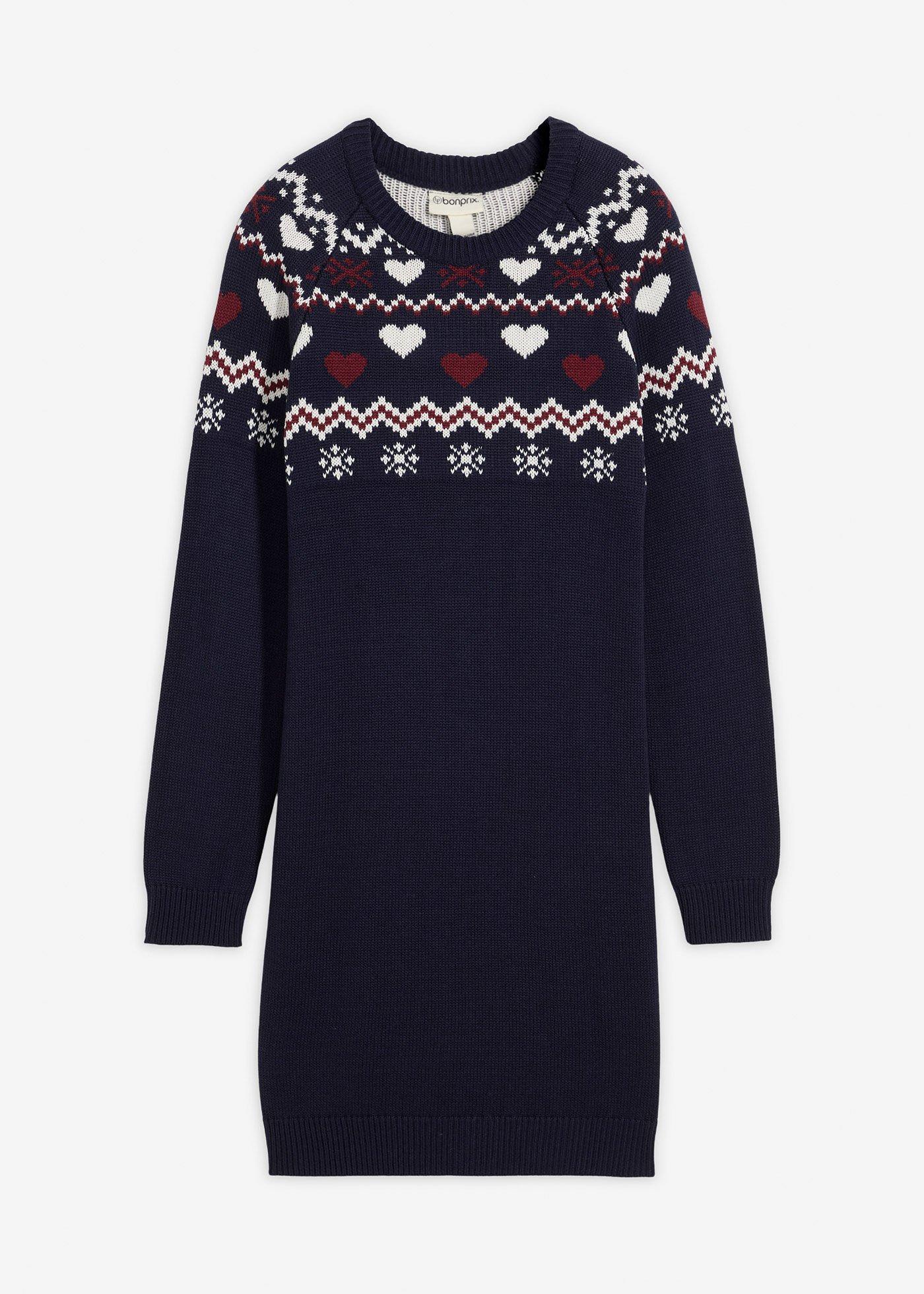 Gebreide meisjes jurk met Noors patroon