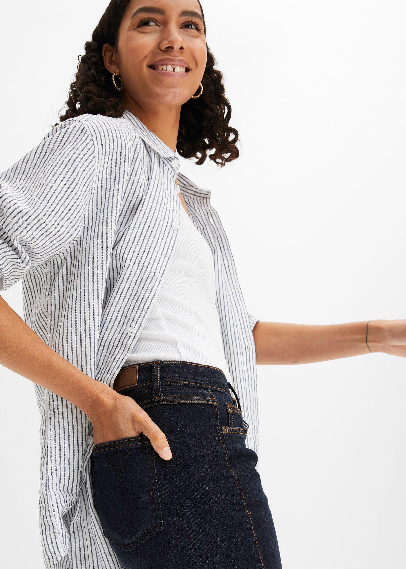 Proste dżinsy o kroju slim, mid waist, ze stretchem - Bonprix