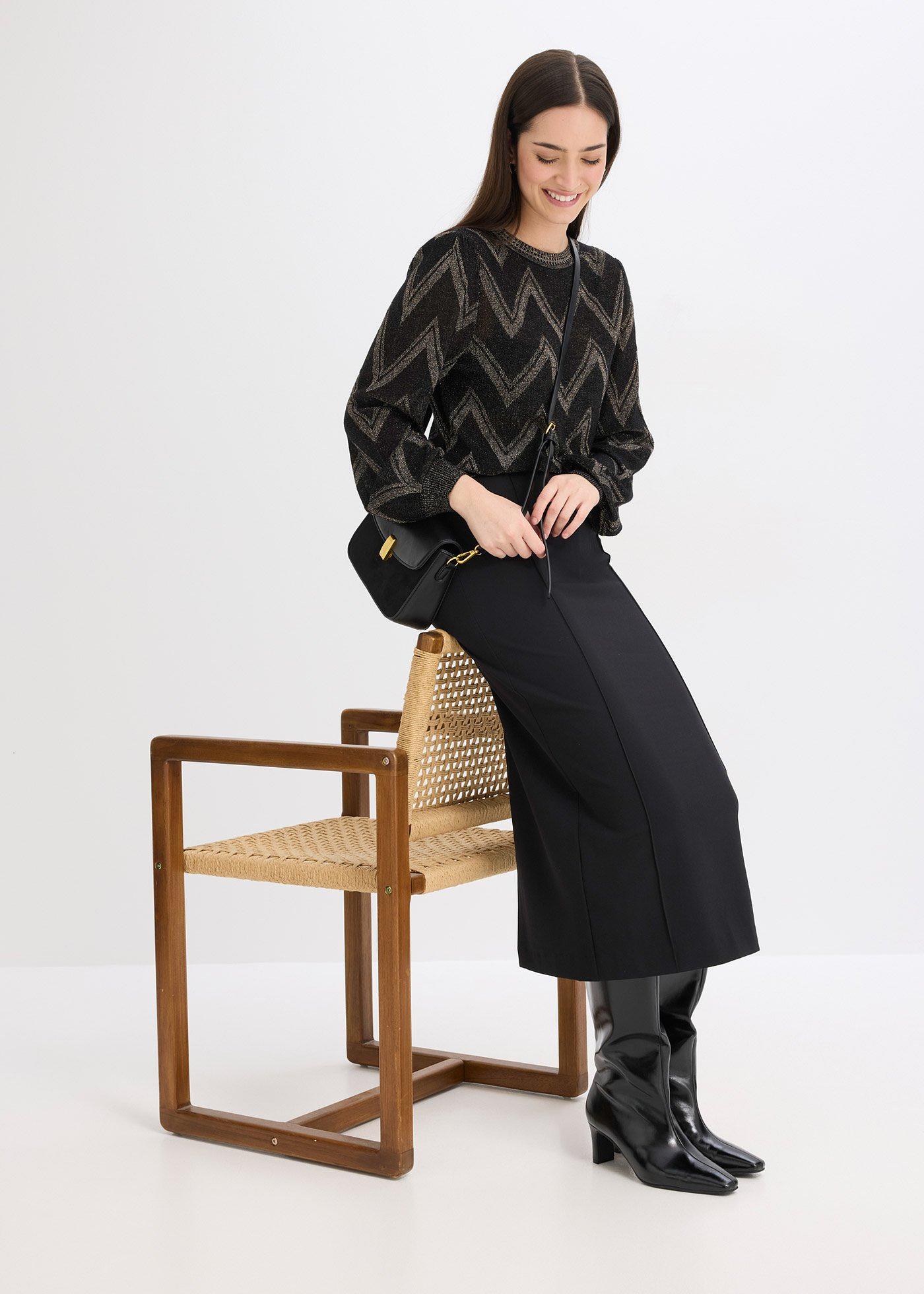 Sweter z cienkiej dzianiny z efektem połysku - Bonprix