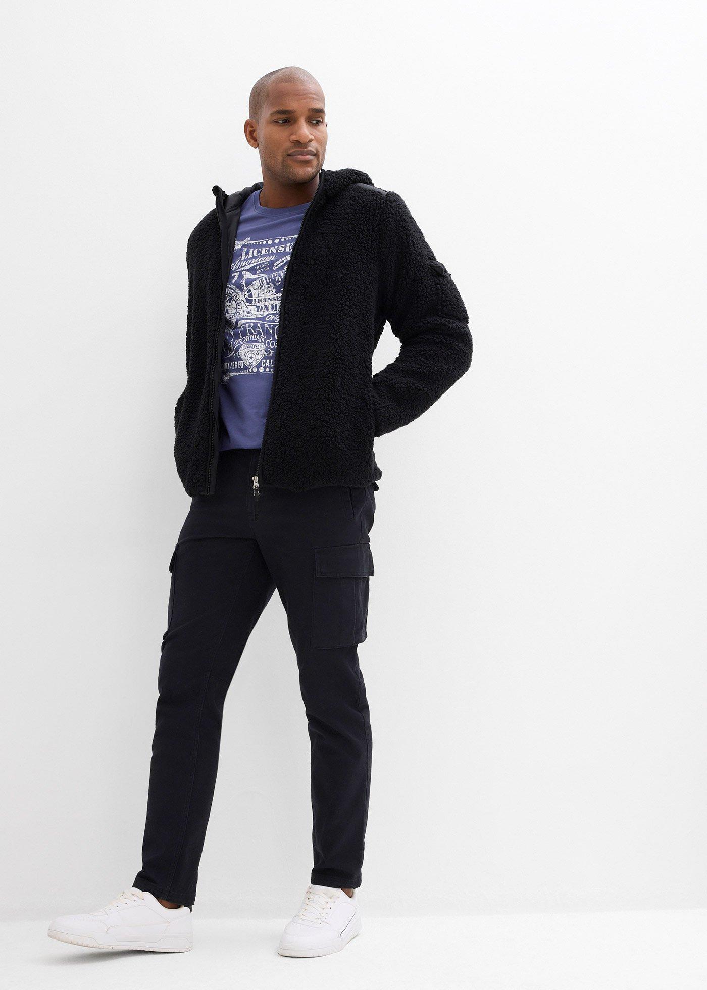 Spodnie z kieszeniami cargo, z czystej bawełny z domieszką stretchu, regular fit, straight - Bonprix