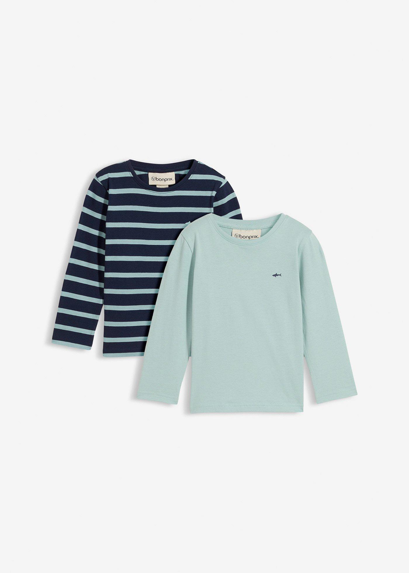 Bluzka z długim rękawem, z czystej bawełny organicznej (2 szt.) - Bonprix