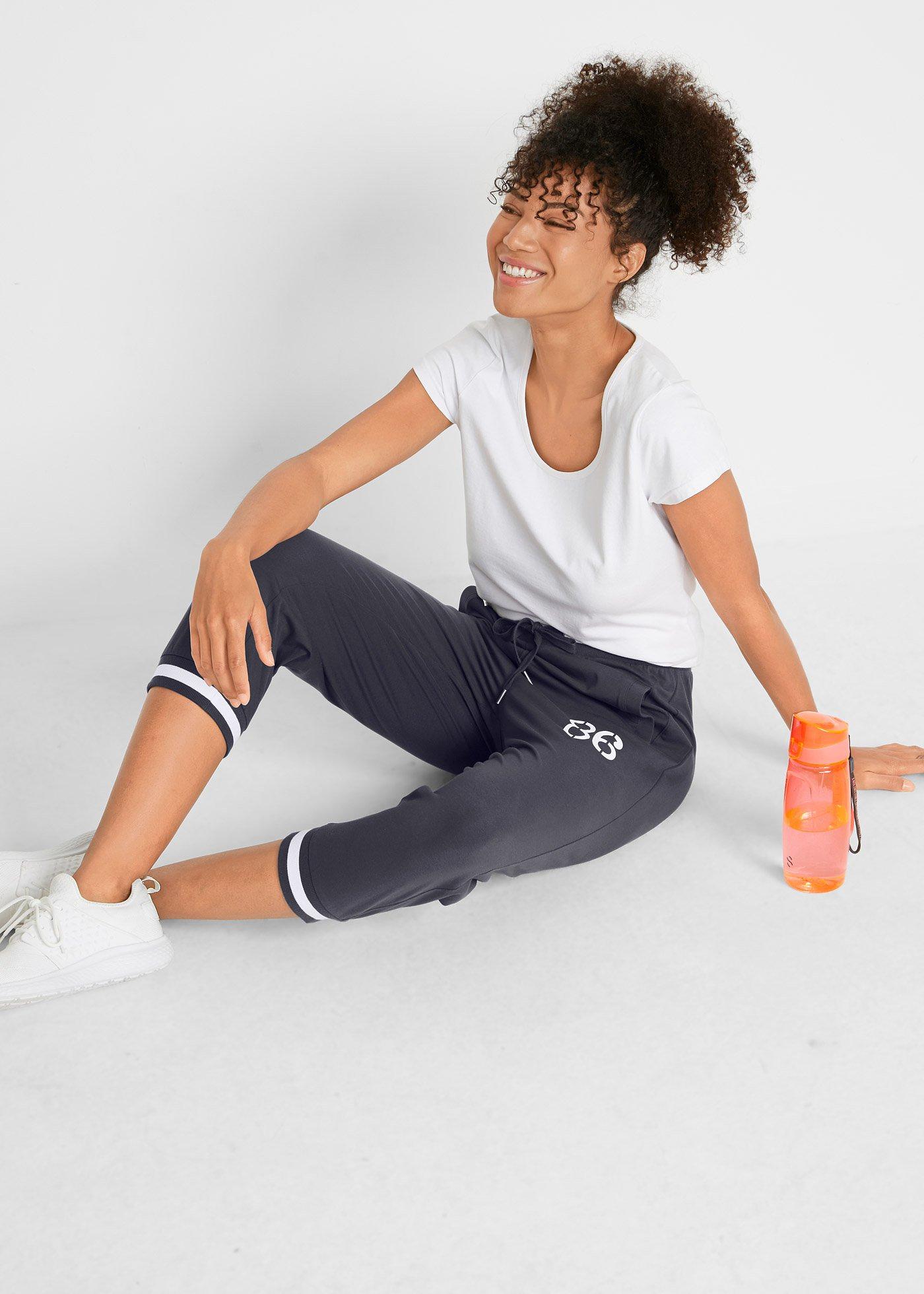 Spodnie joggingowe 3/4 z mieszanki bawełny - Bonprix