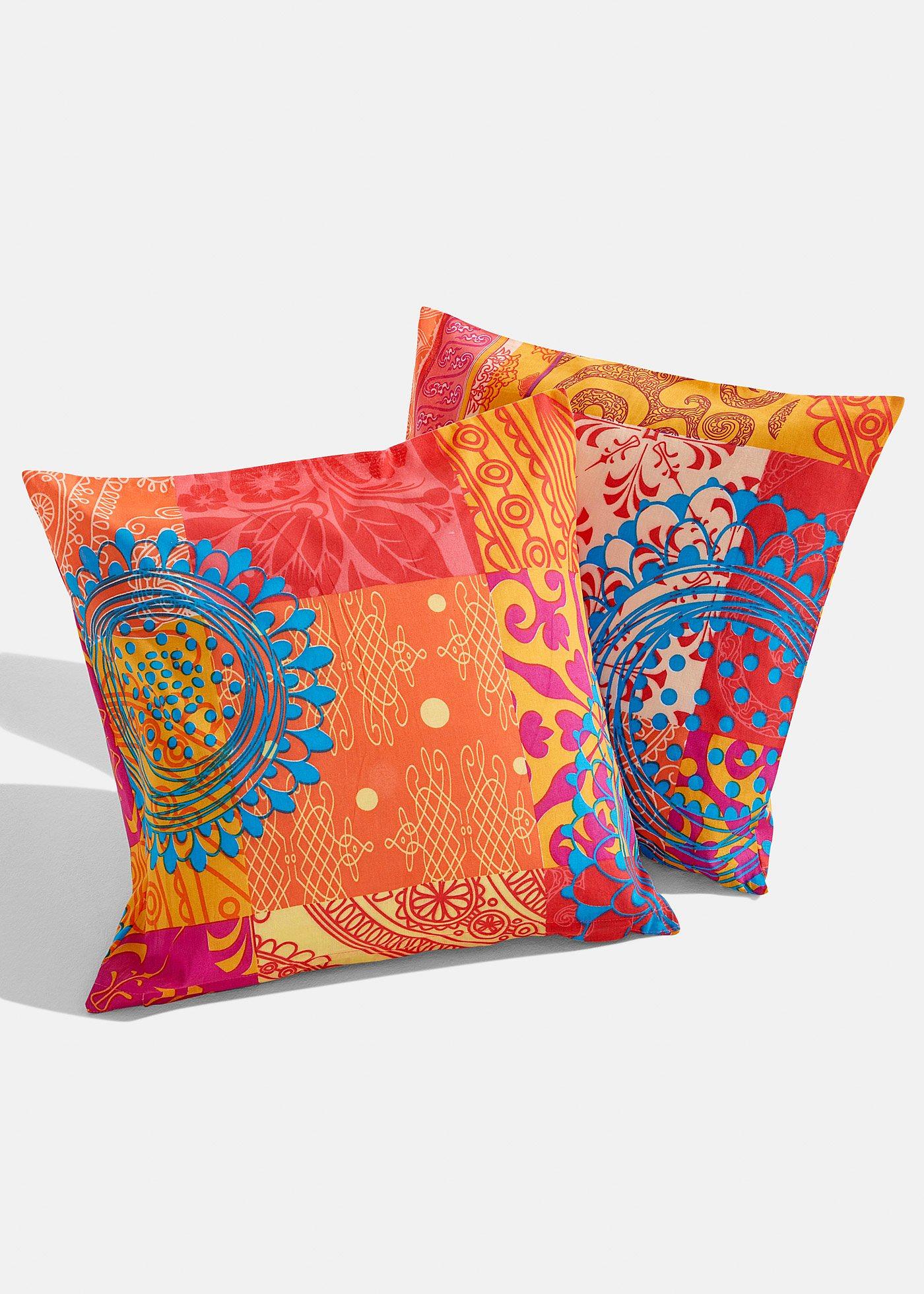 Lot de 2 housses de coussin à imprimé patchwork