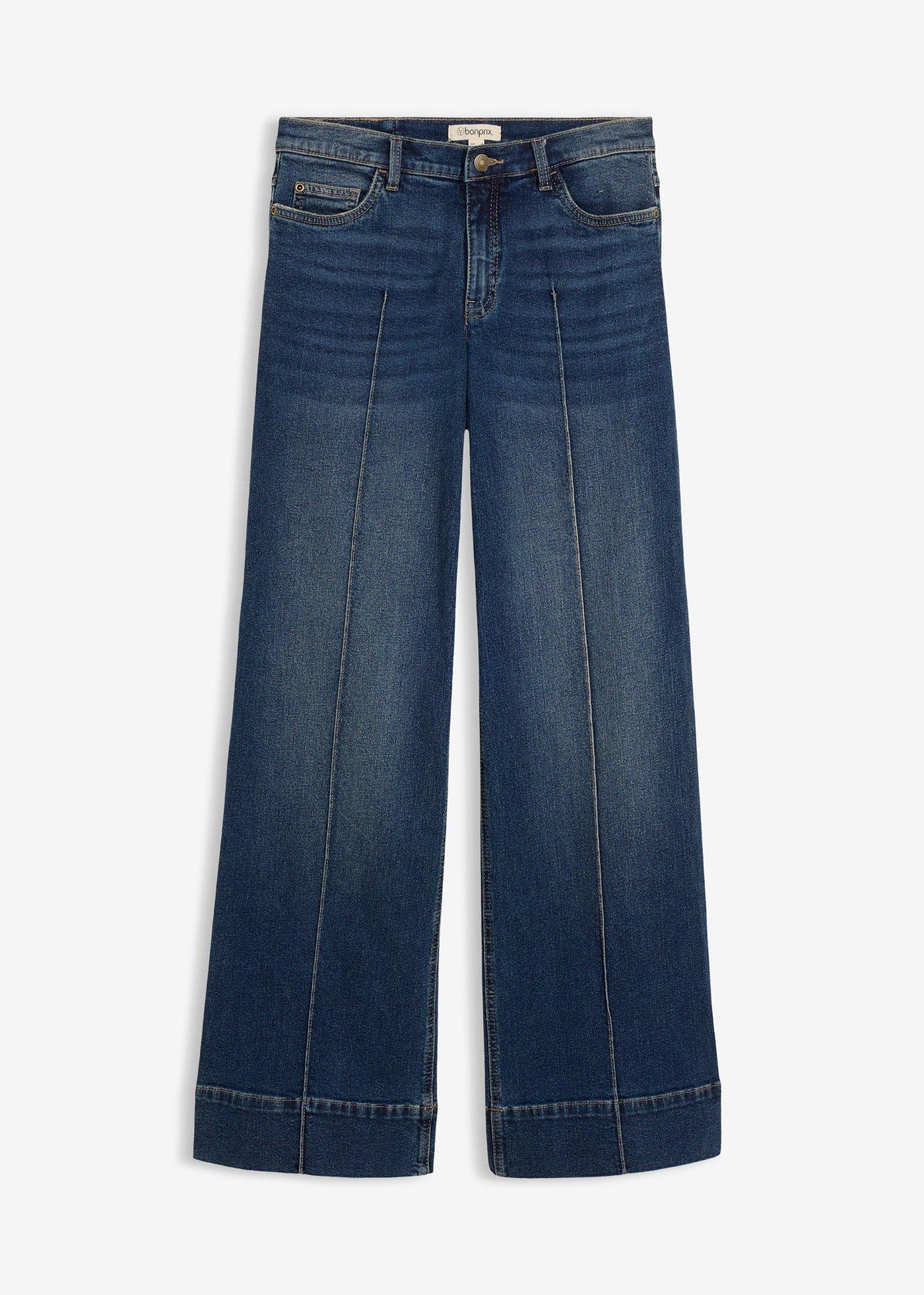 Jean large taille mi-haute, long