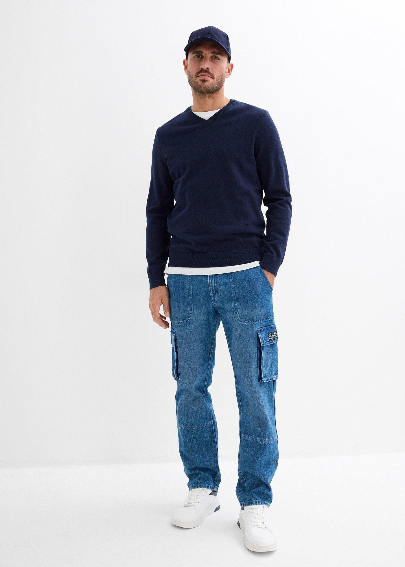 Dżinsy o kroju relaxed fit, straight, z kieszeniami cargo - Bonprix