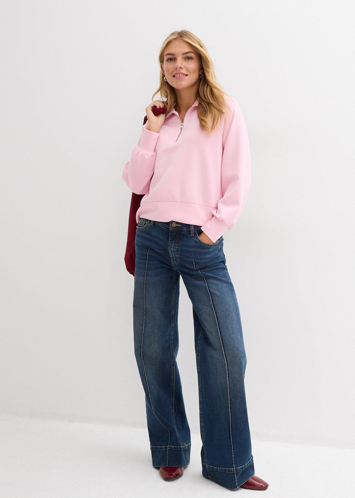 Bluza ze stójką, z miękkiego materiału scuba - Bonprix