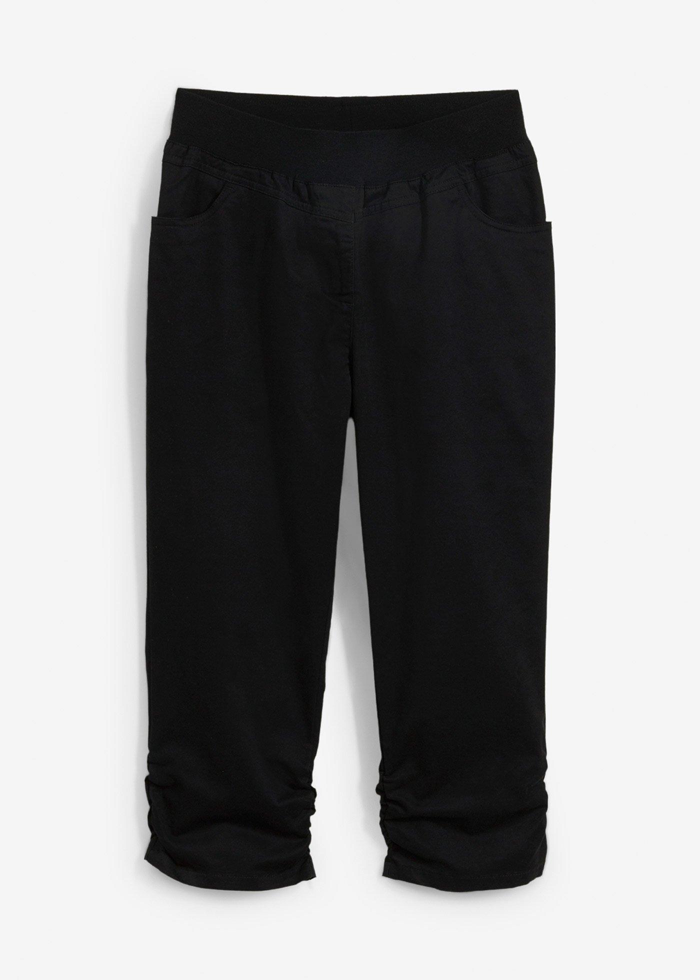 Pantaloni capri cu bată confortabilă, din material cu bumbac