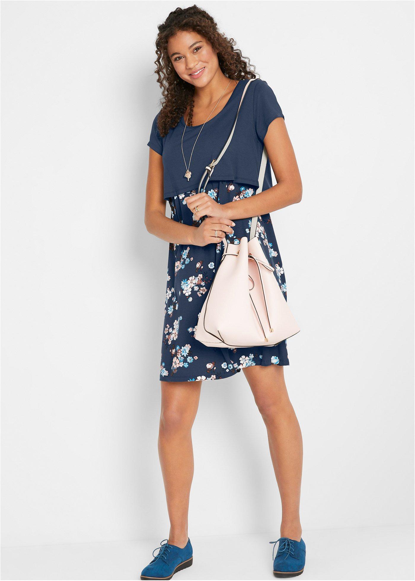 Sukienka ciążowa i do karmienia piersią 2 w 1 z dżerseju z wiskozy - Bonprix