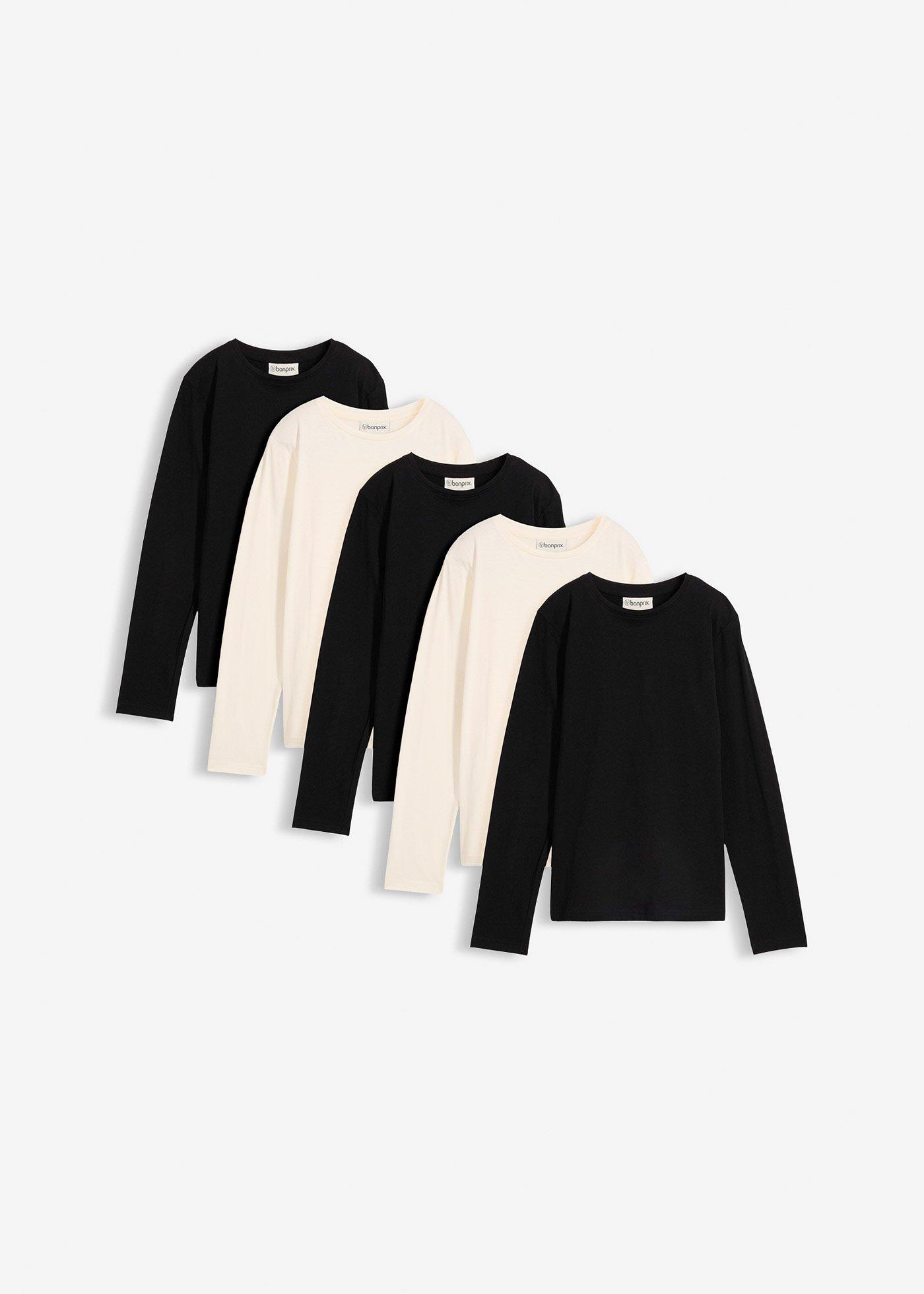 Koszulka z długim rękawem z czystej bawełny organicznej (5 szt.) - Bonprix