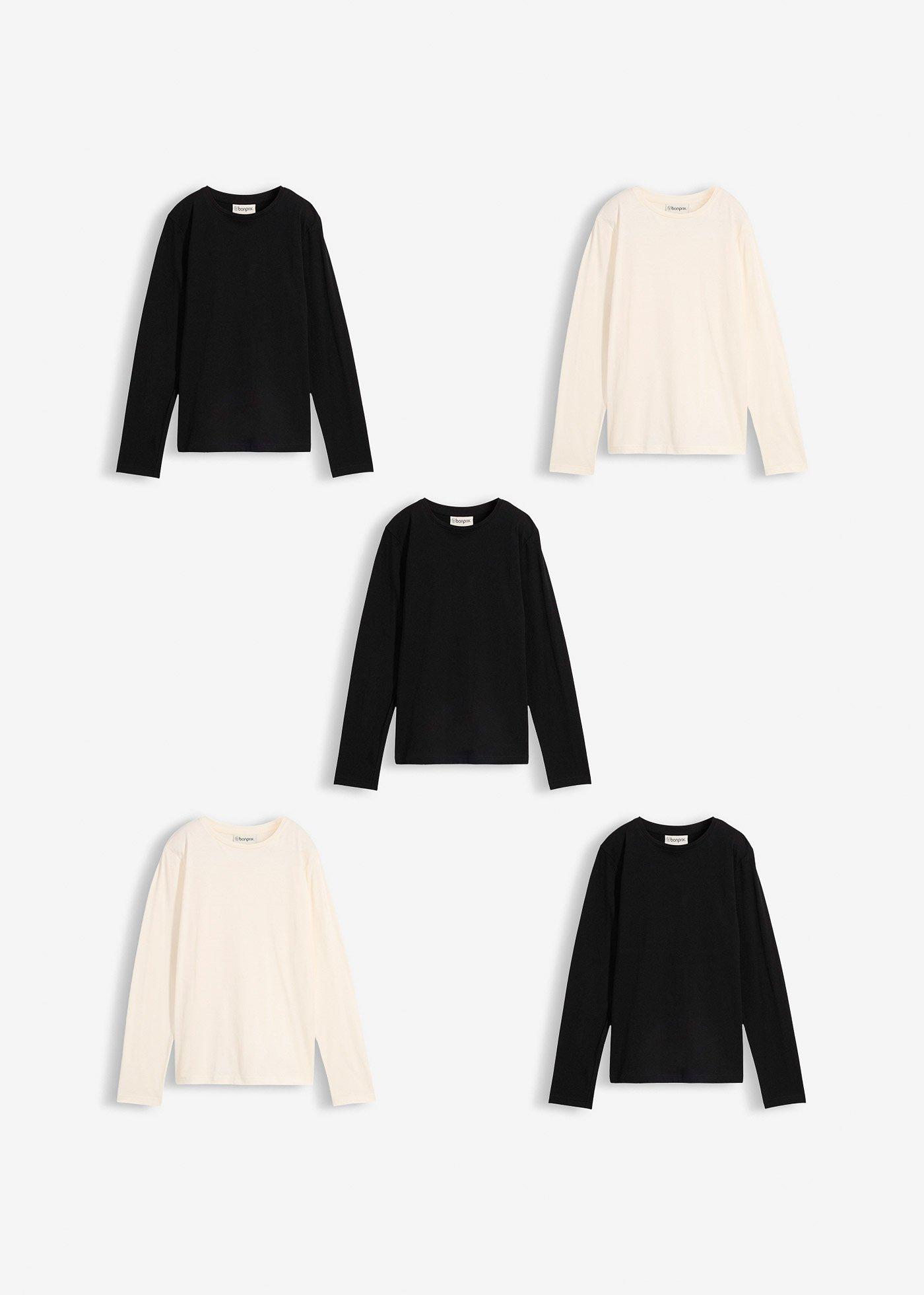 Koszulka z długim rękawem z czystej bawełny organicznej (5 szt.) - Bonprix