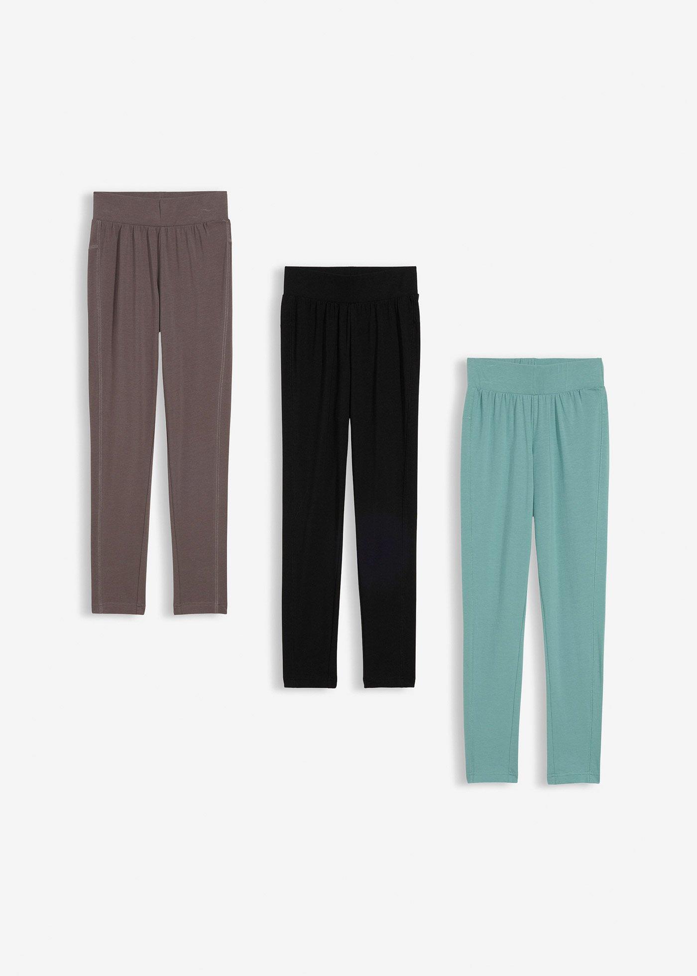 Legginsy z elastycznej mieszanki bawełny organicznej (3 pary) - Bonprix